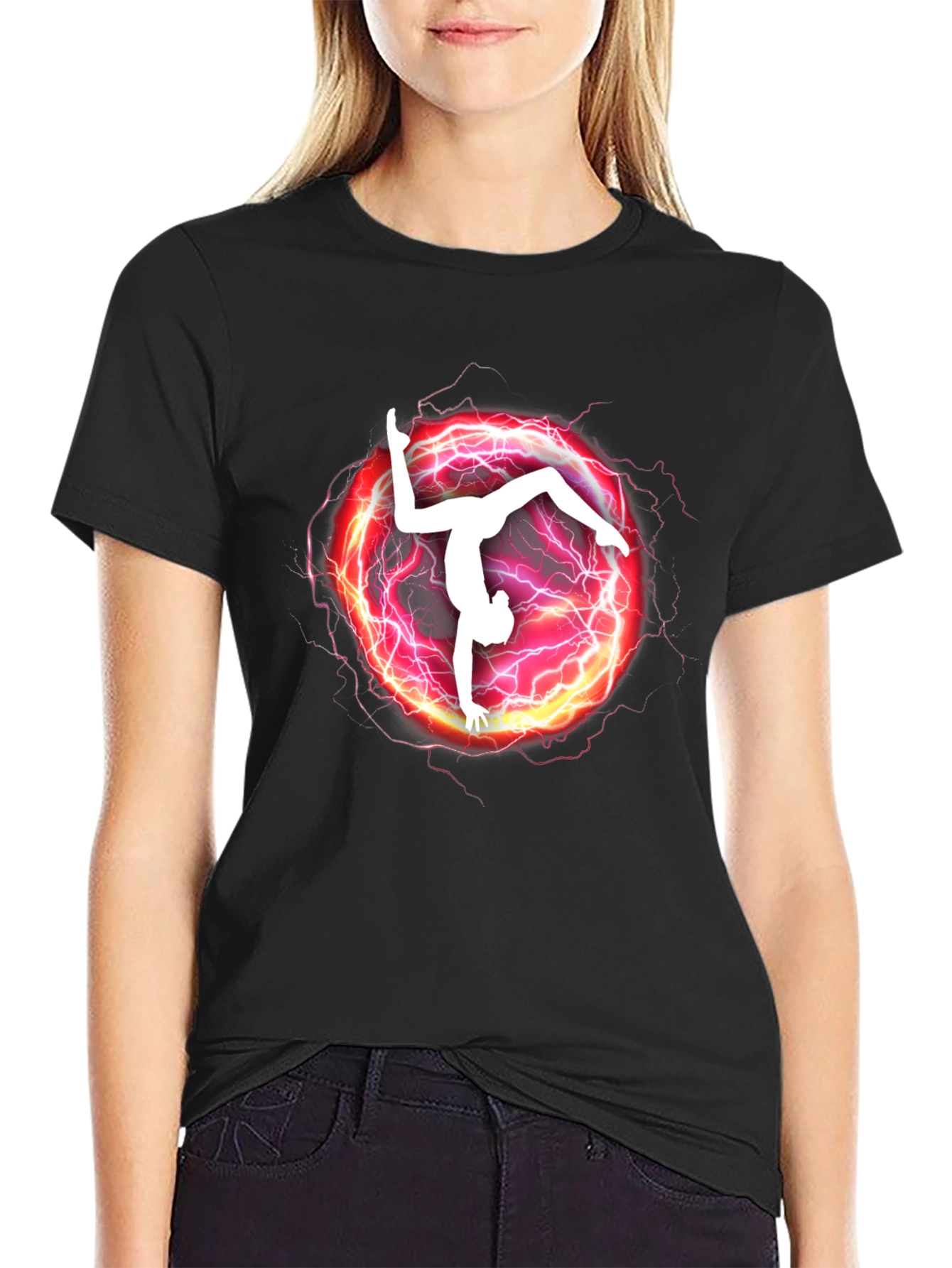 Gymnast Lightning Graphic T-Shirt - Athletic Style