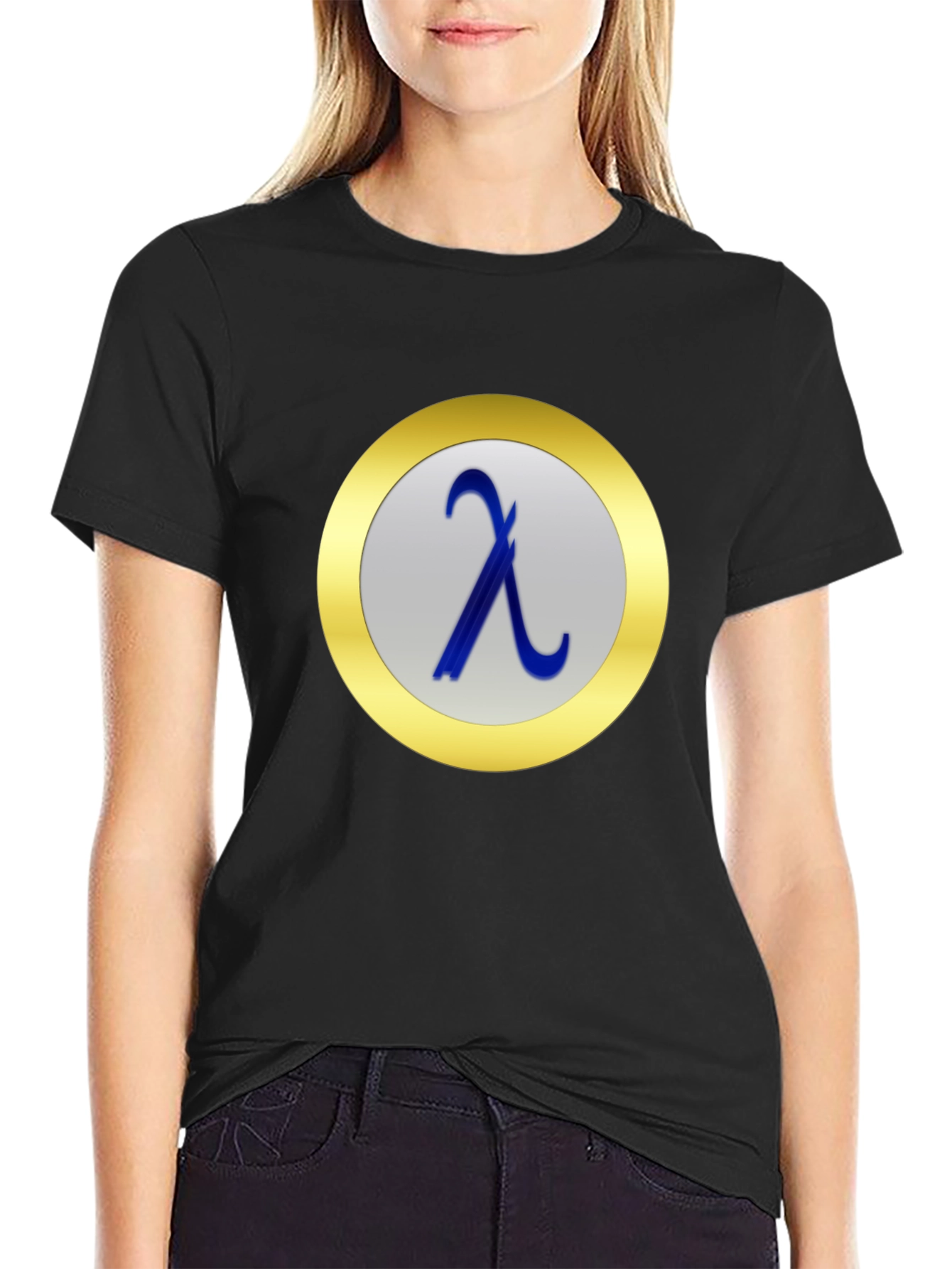 Lambda Symbol T-Shirt - Black Casual Tee