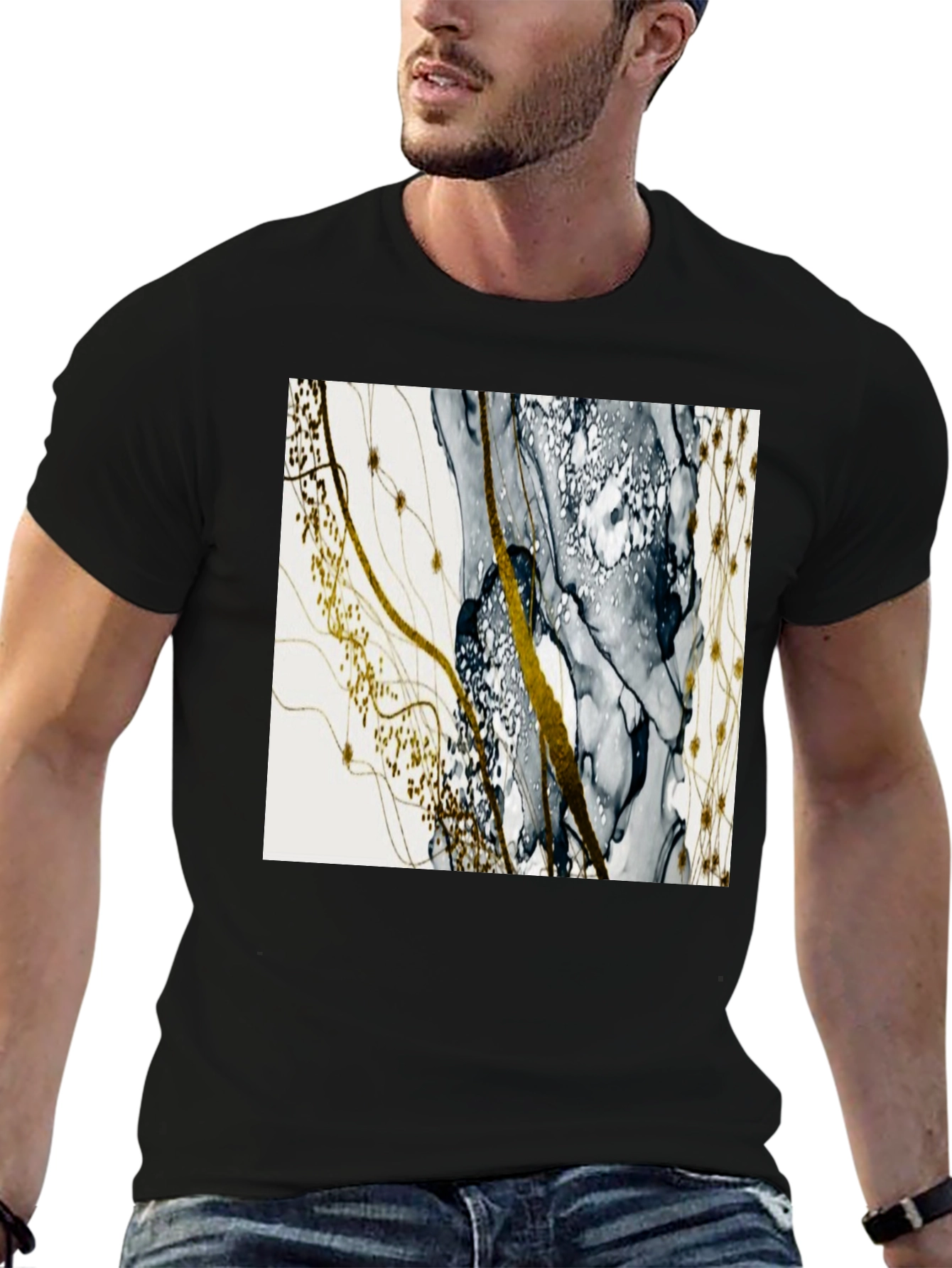 Abstract Art Tee: Modern Ink Wash Design