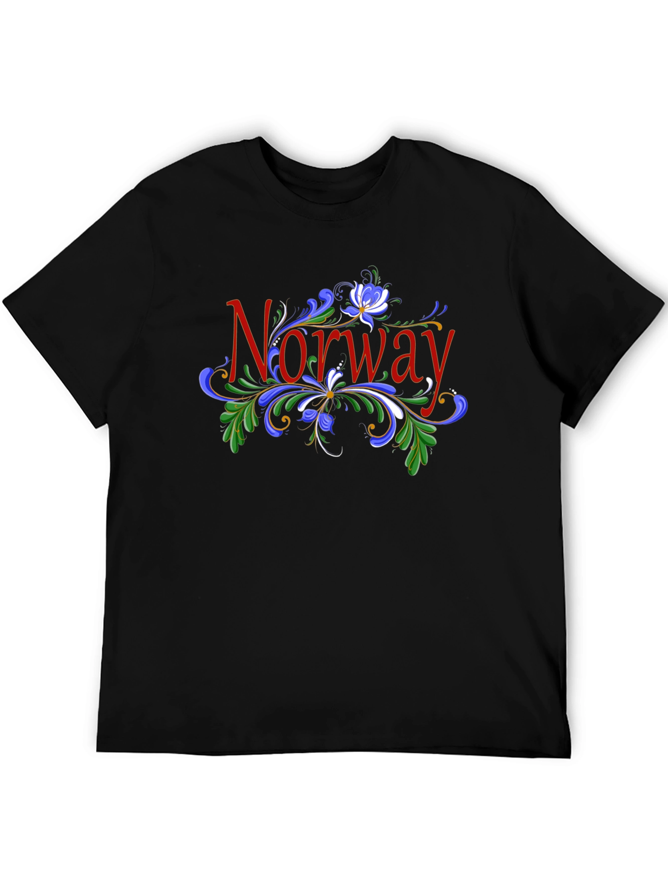 Norway Floral T-Shirt - Mens Black Tee