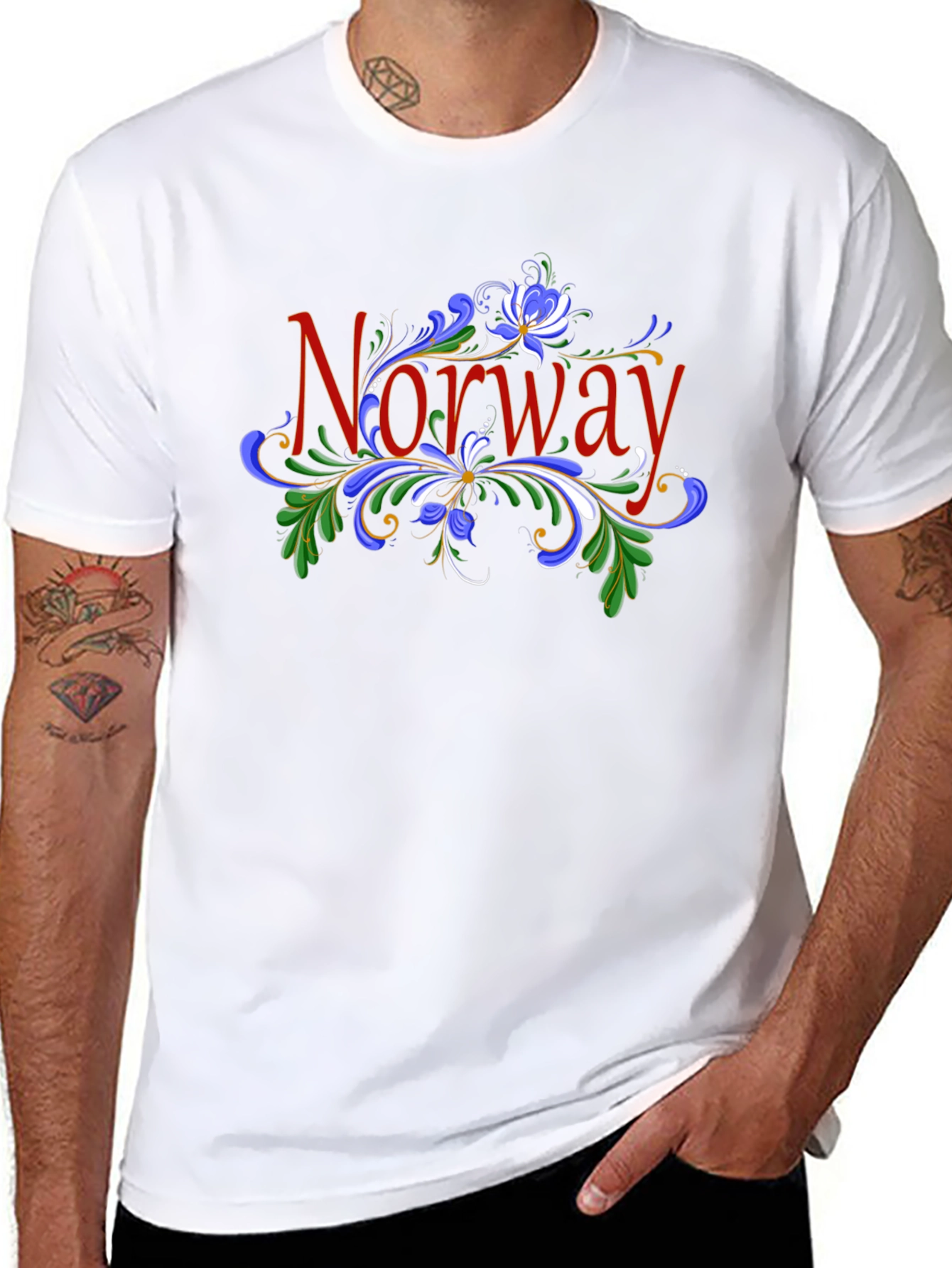 Norway Floral T-Shirt - Mens Black Tee