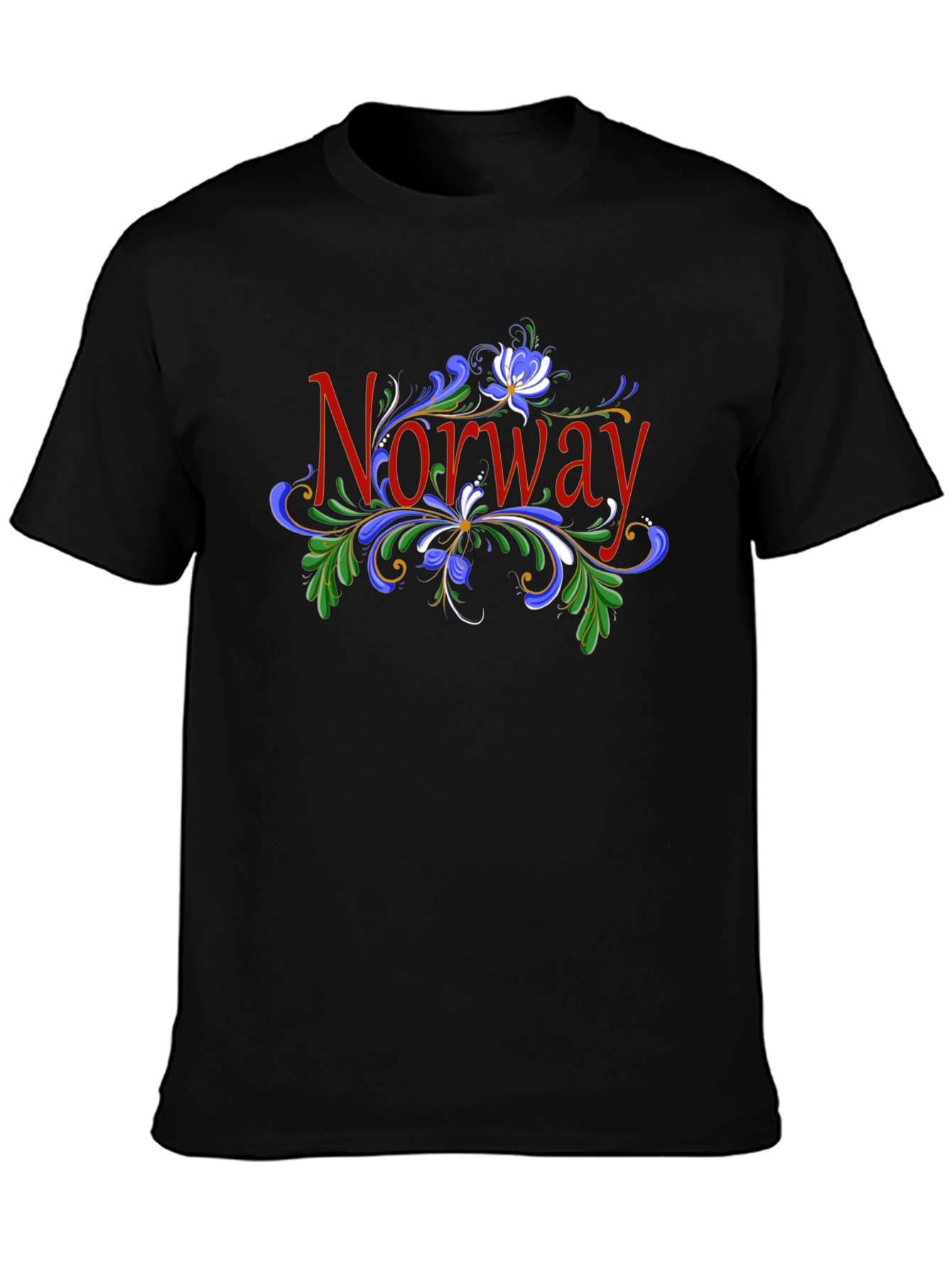 Norway Floral T-Shirt - Mens Black Tee