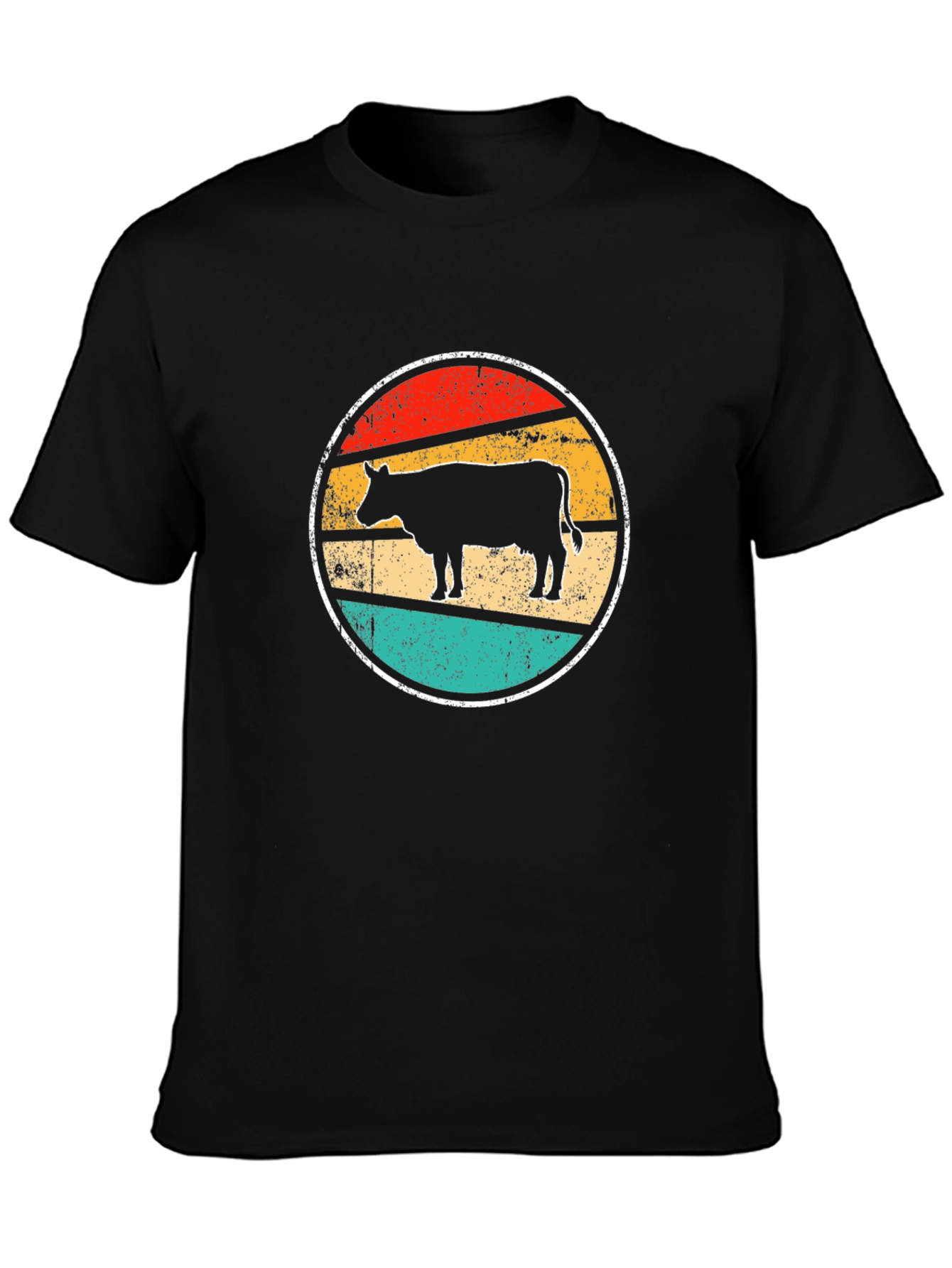 Retro Cow Graphic Tee - Farm Animal T-Shirt