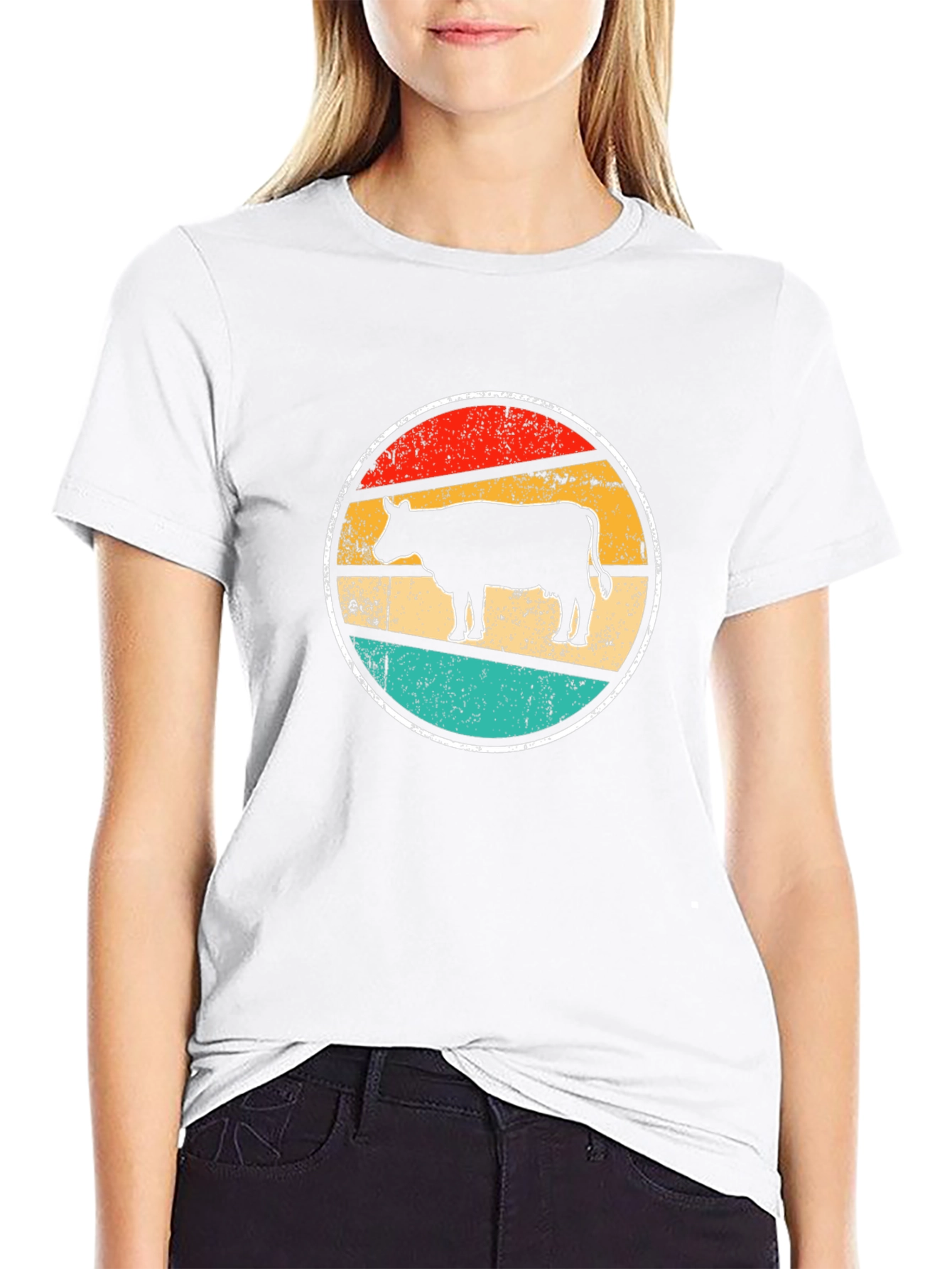 Retro Cow Graphic Tee - Farm Animal T-Shirt