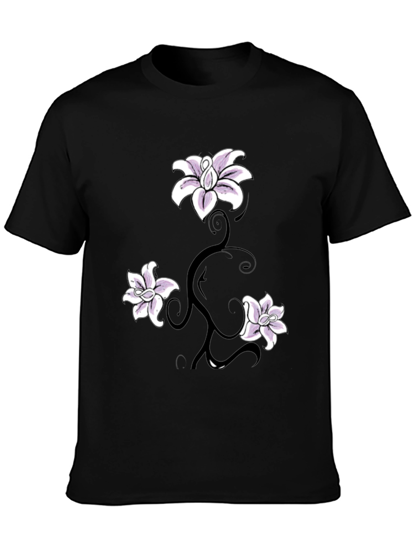Floral Vine Graphic Tee - Stylish Black T-Shirt