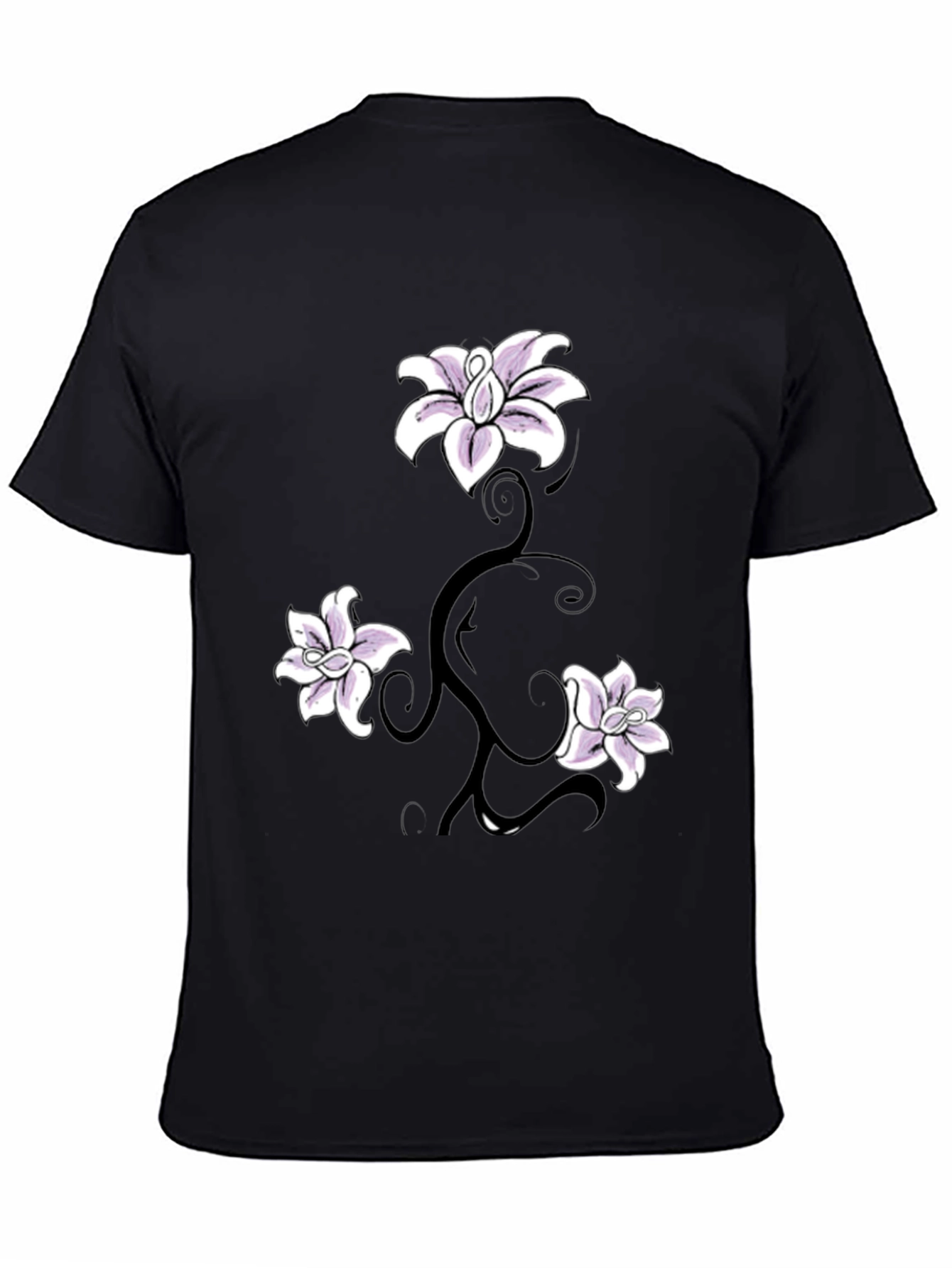 Floral Vine Graphic Tee - Stylish Black T-Shirt