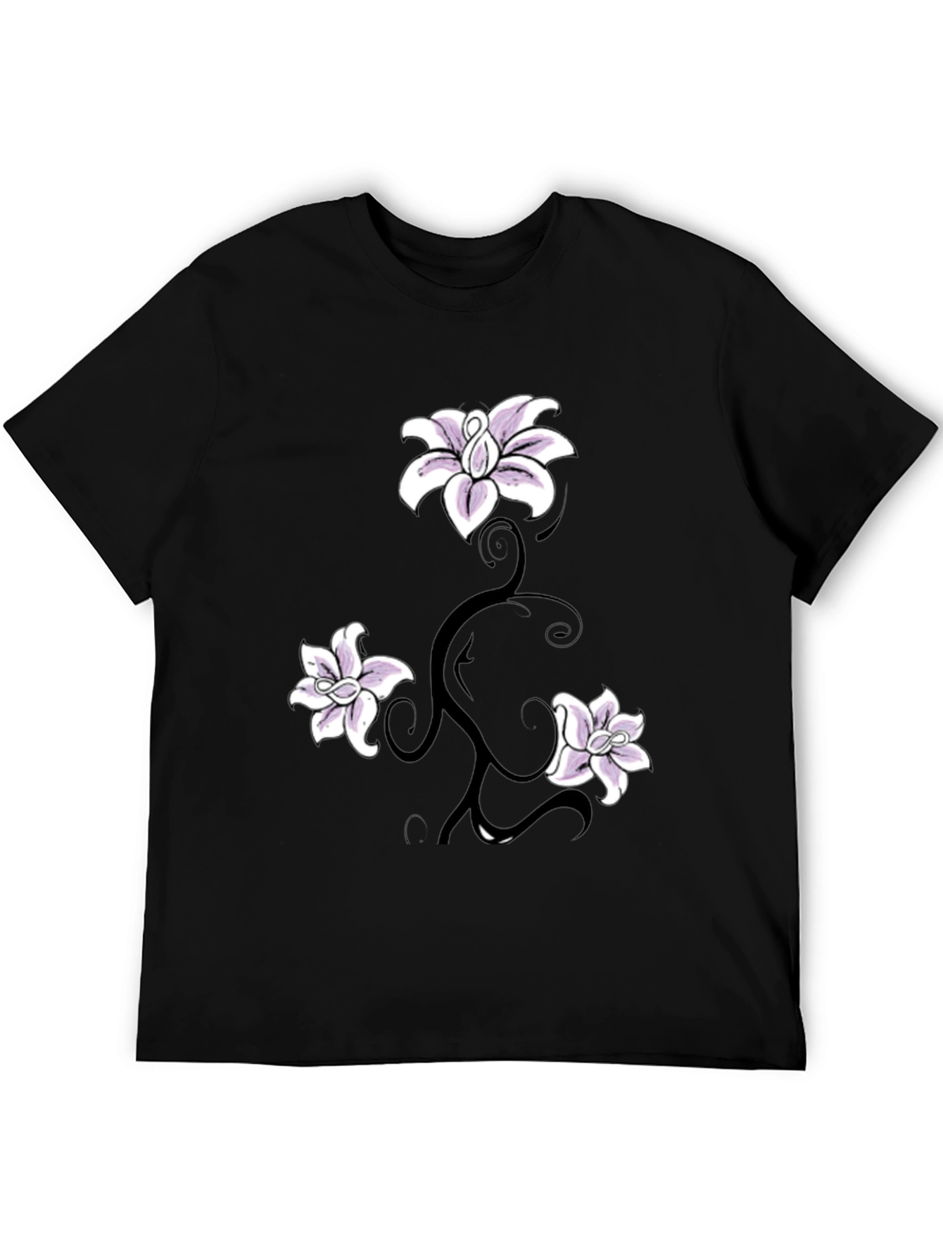 Floral Vine Graphic Tee - Stylish Black T-Shirt
