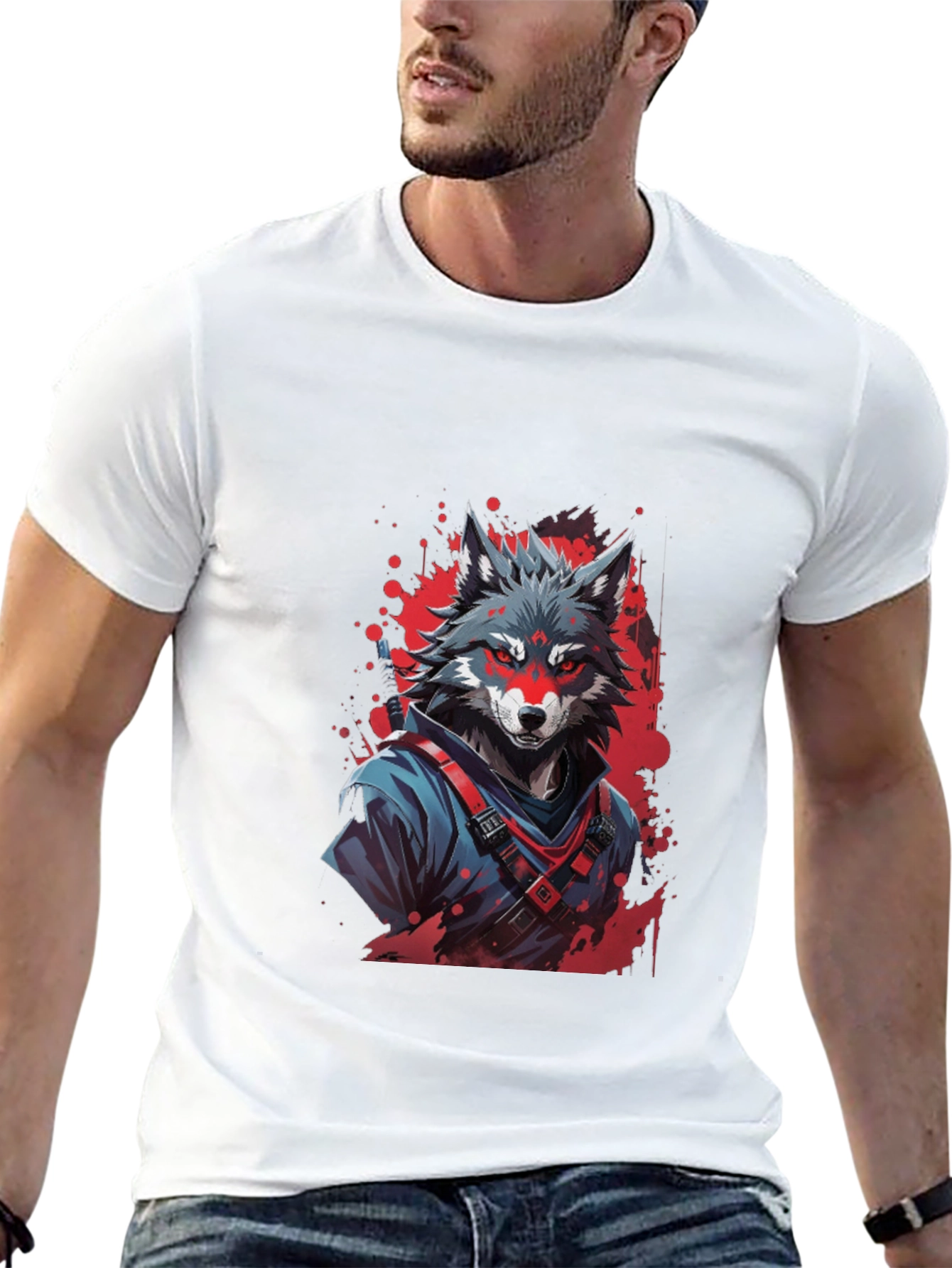 Wolf Ninja Graphic Tee - Mens Black T-Shirt