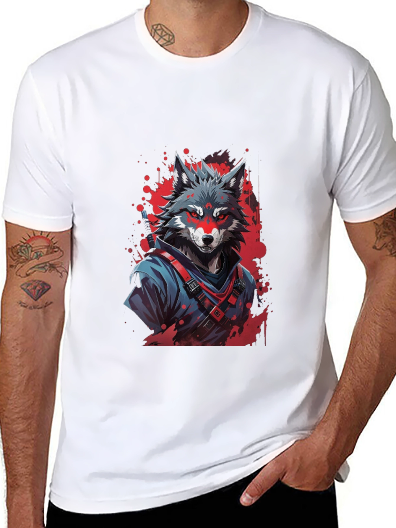 Wolf Ninja Graphic Tee - Mens Black T-Shirt
