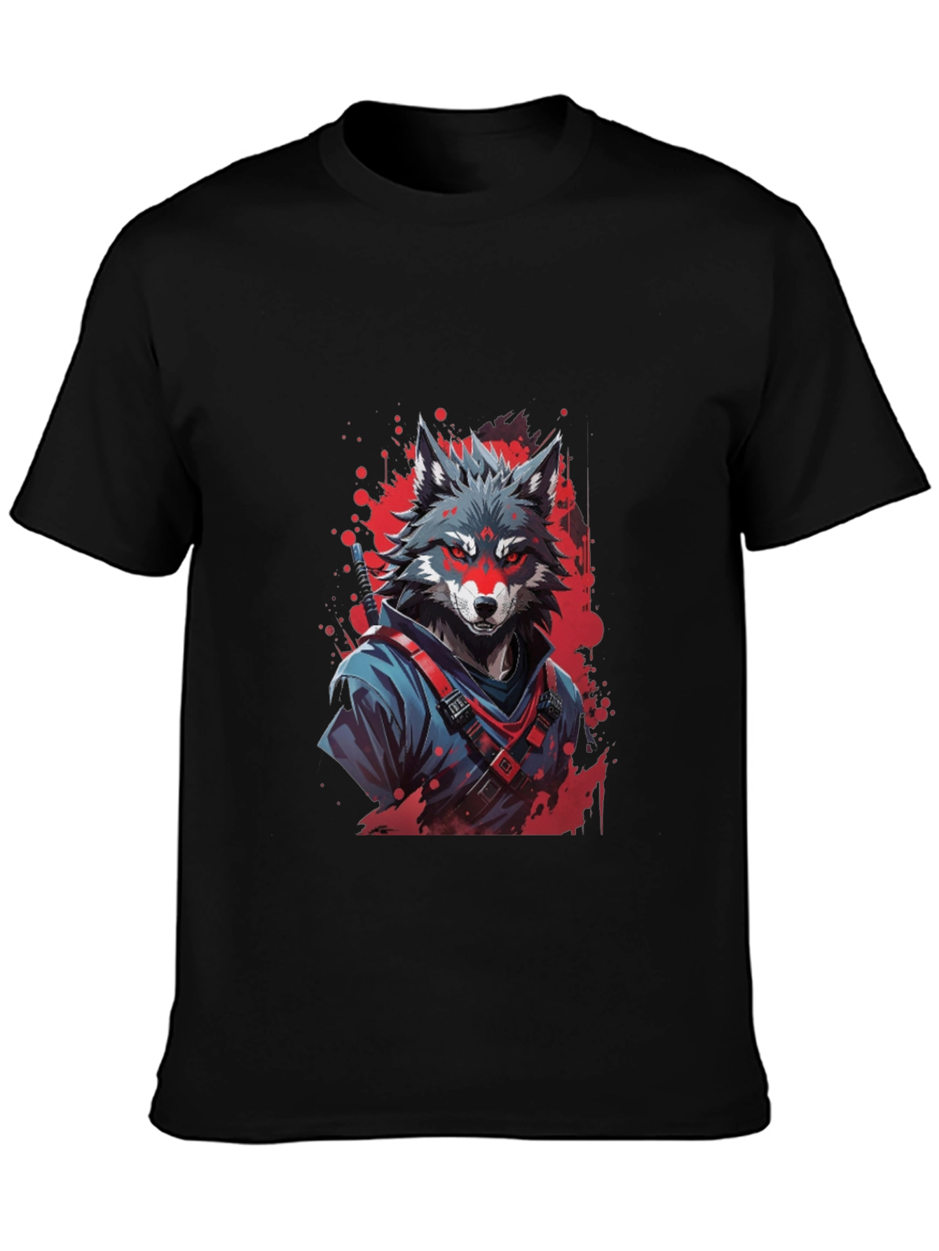 Wolf Ninja Graphic Tee - Mens Black T-Shirt