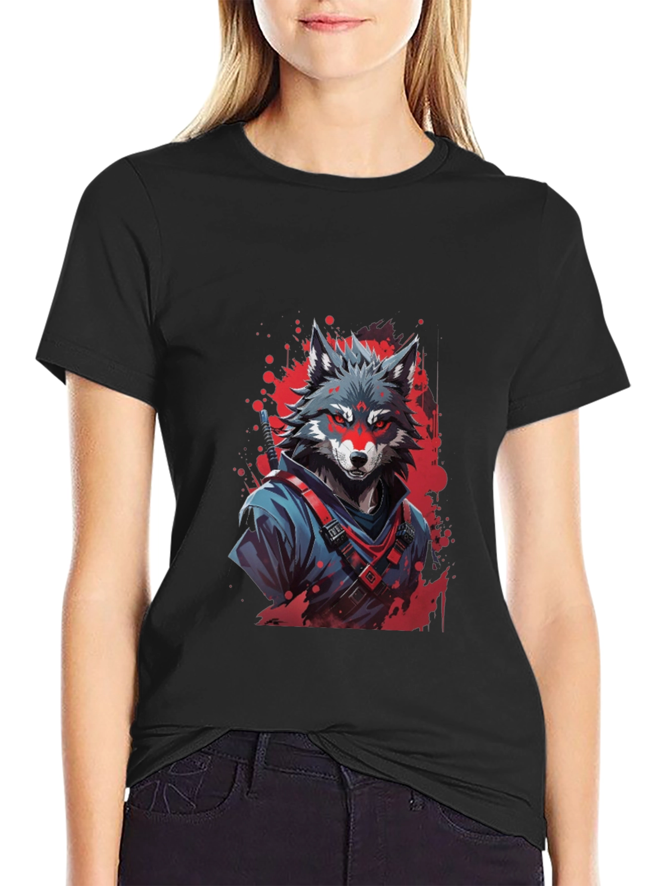 Wolf Ninja Graphic Tee - Mens Black T-Shirt