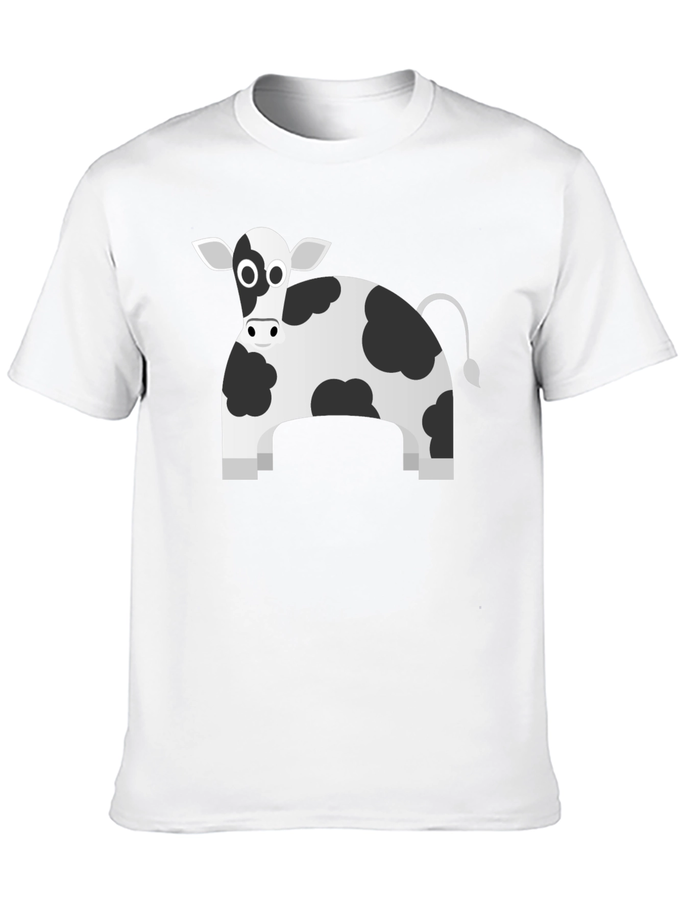 Black T-Shirt with Cartoon Cow Print