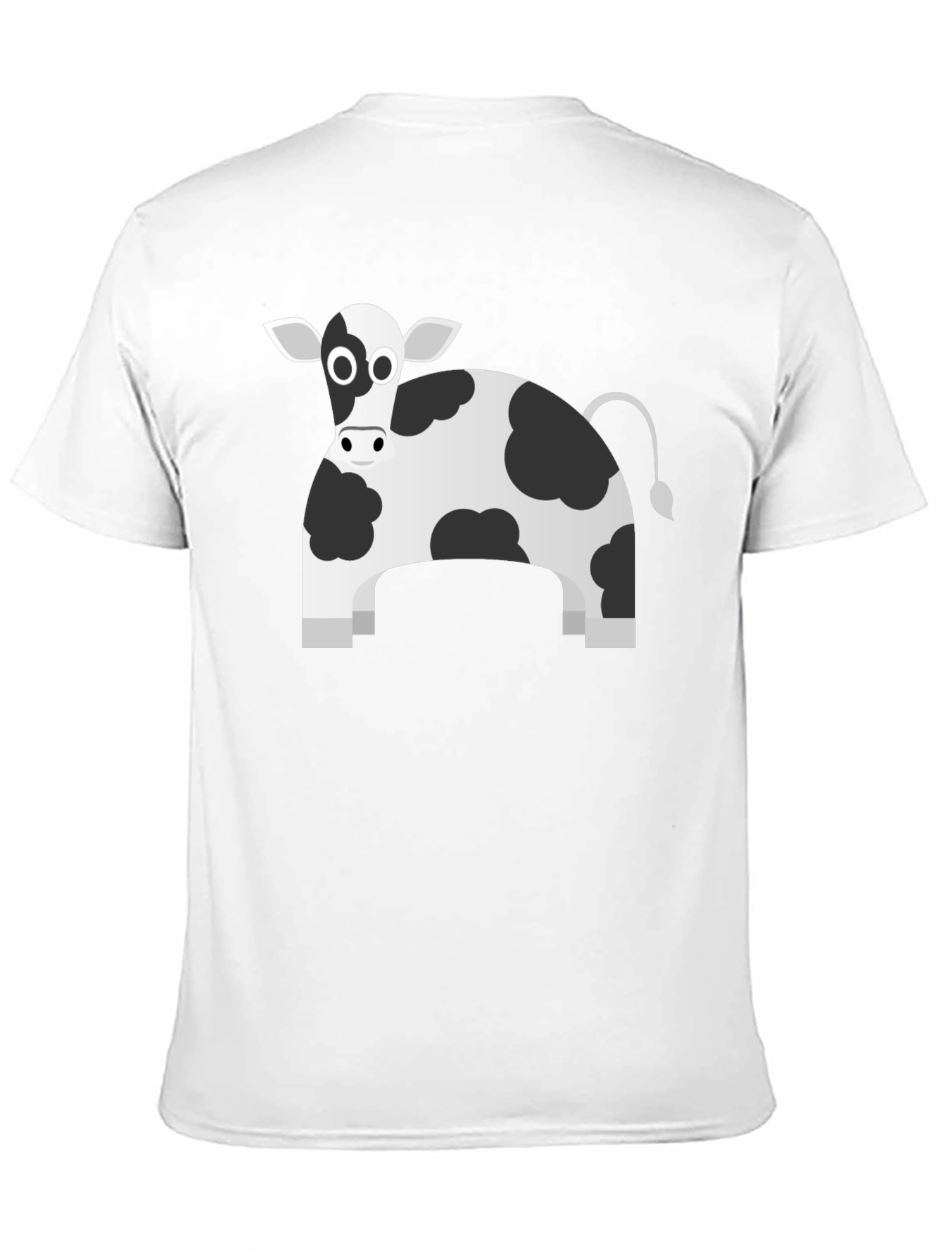 Black T-Shirt with Cartoon Cow Print
