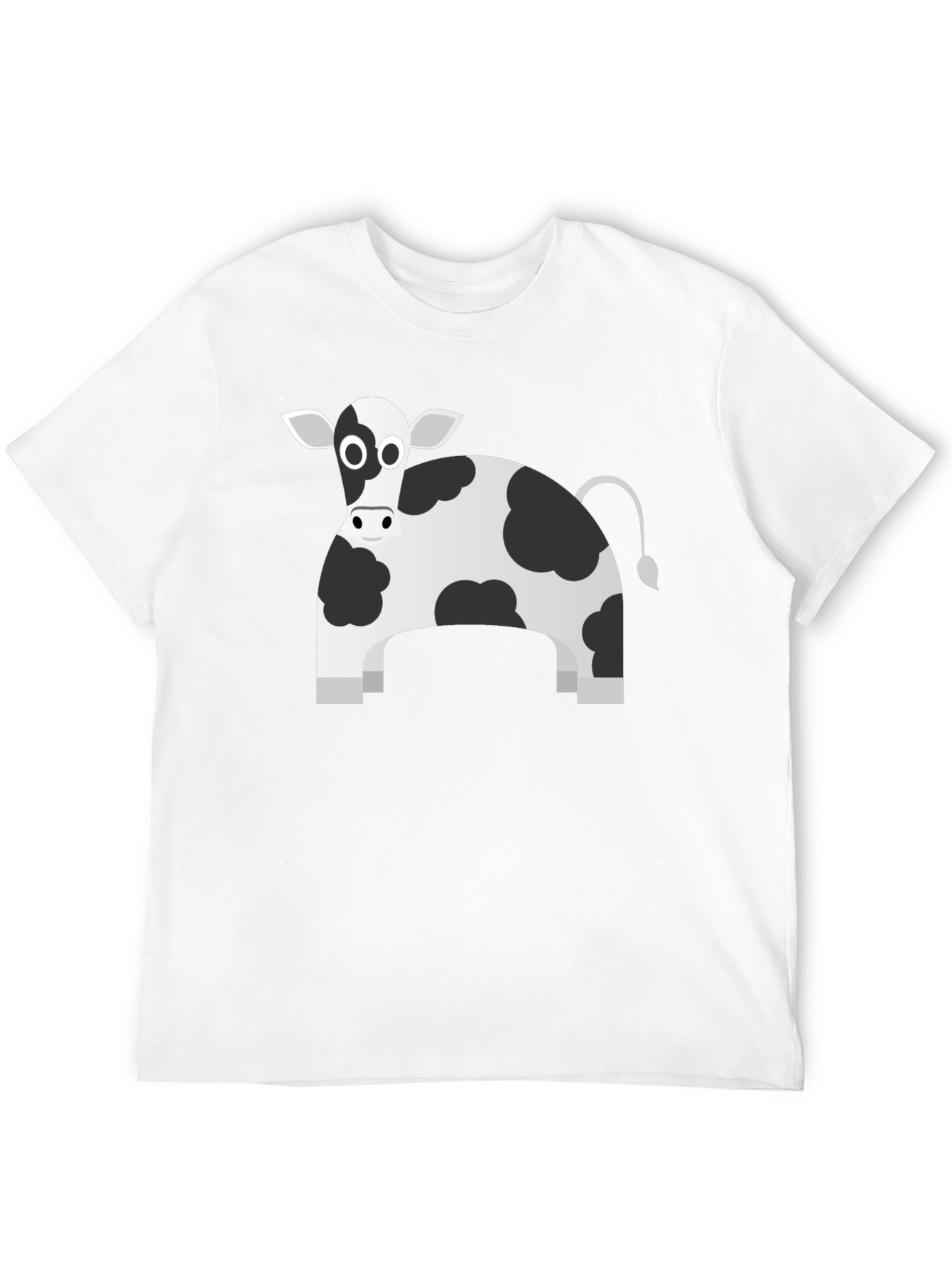 Black T-Shirt with Cartoon Cow Print