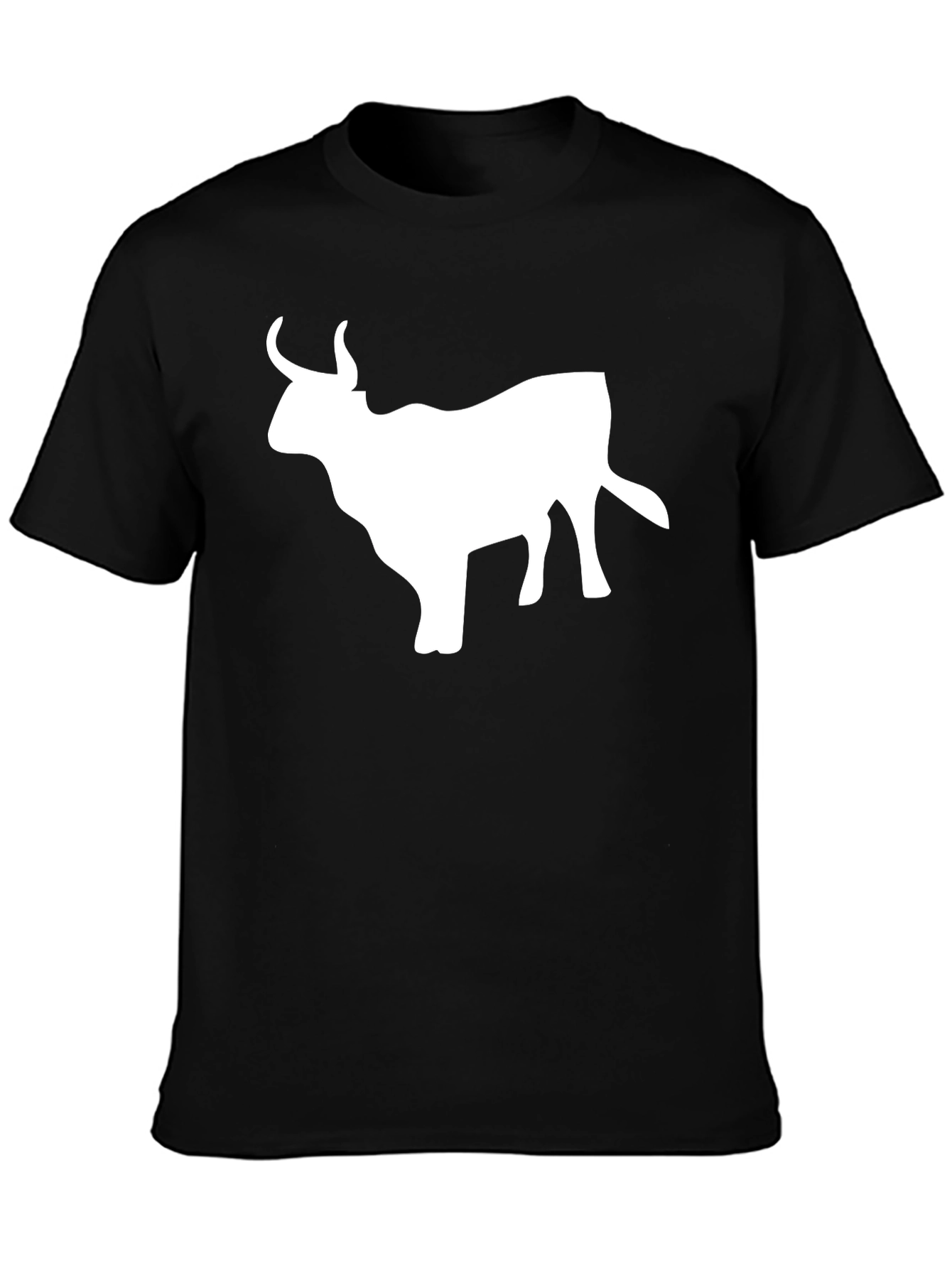 Bull Silhouette Graphic T-Shirt - Black Cotton Tee