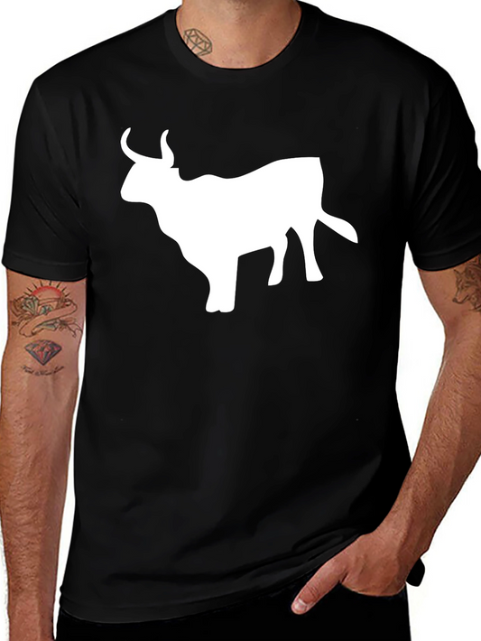 Bull Silhouette Graphic T-Shirt - Black Cotton Tee