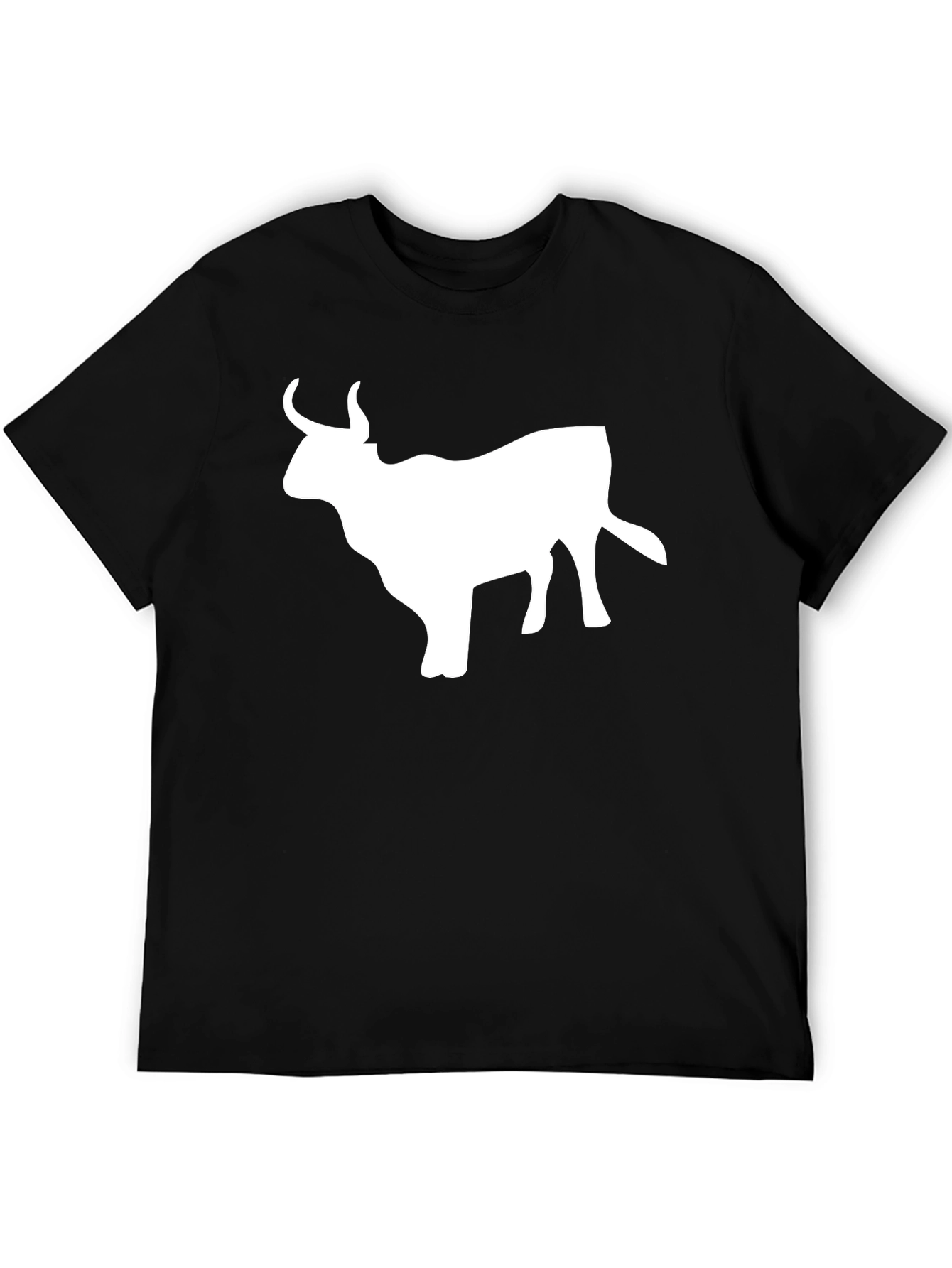 Bull Silhouette Graphic T-Shirt - Black Cotton Tee