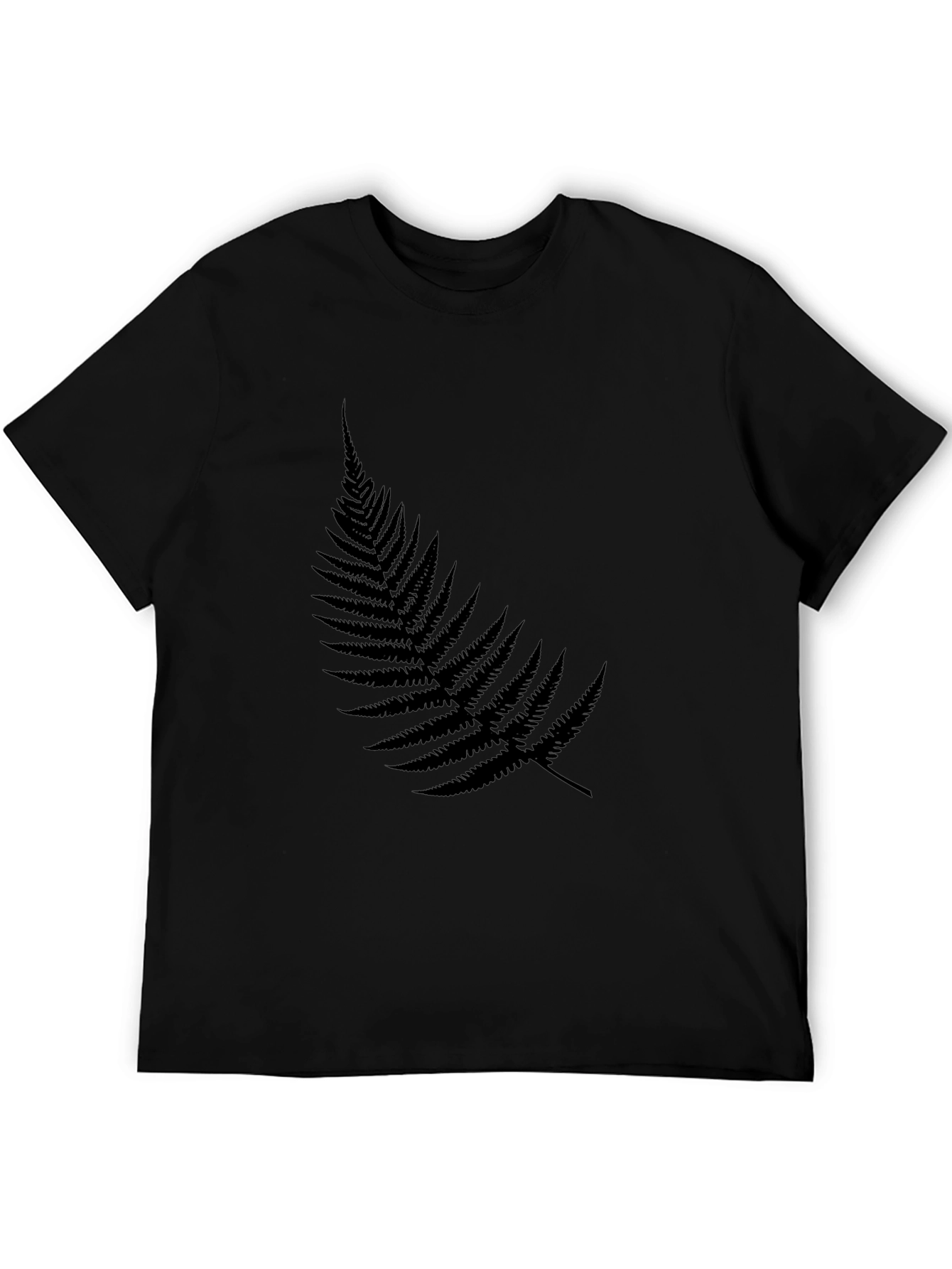 Black T-Shirt with Fern Print