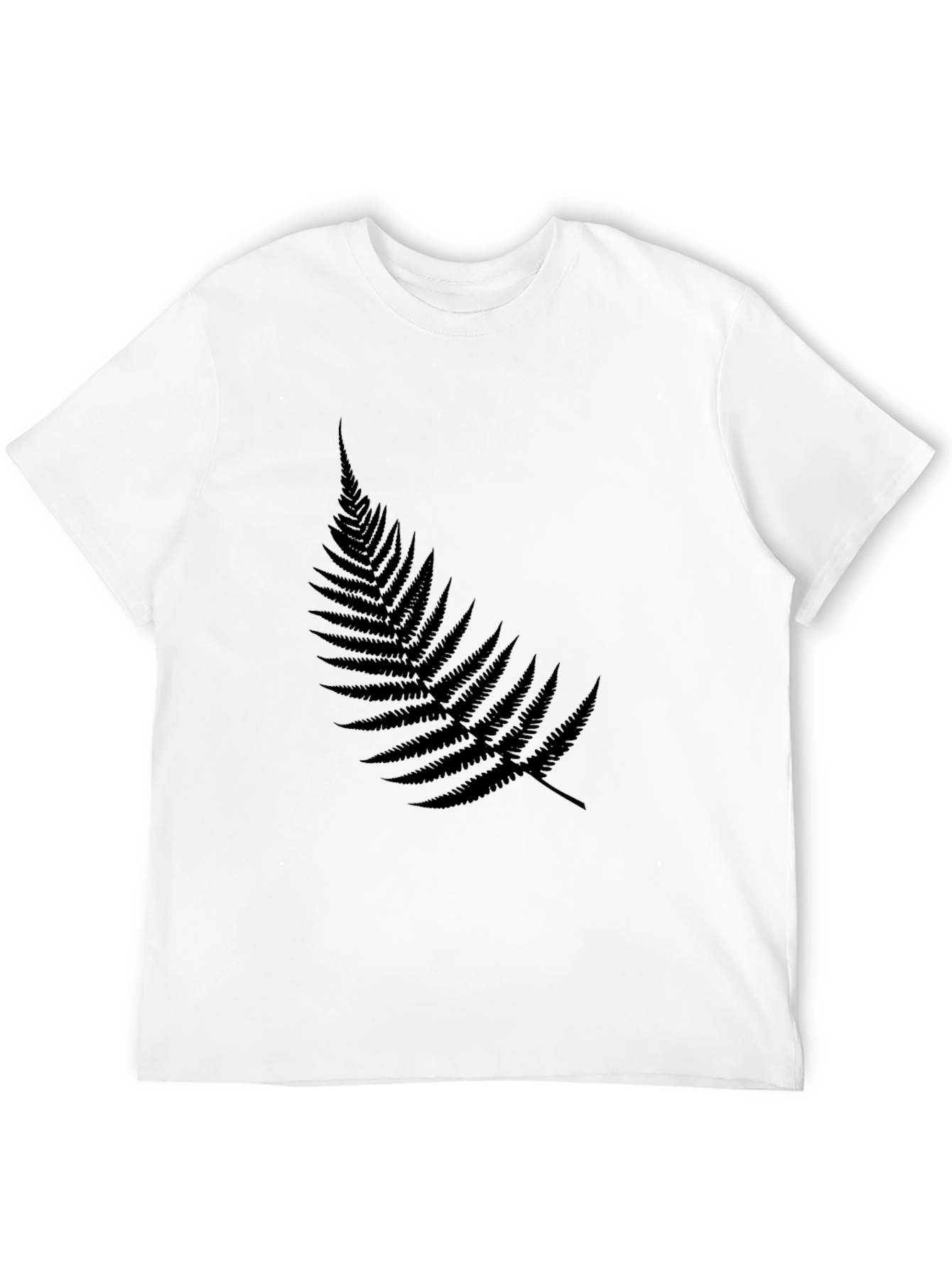 Black T-Shirt with Fern Print