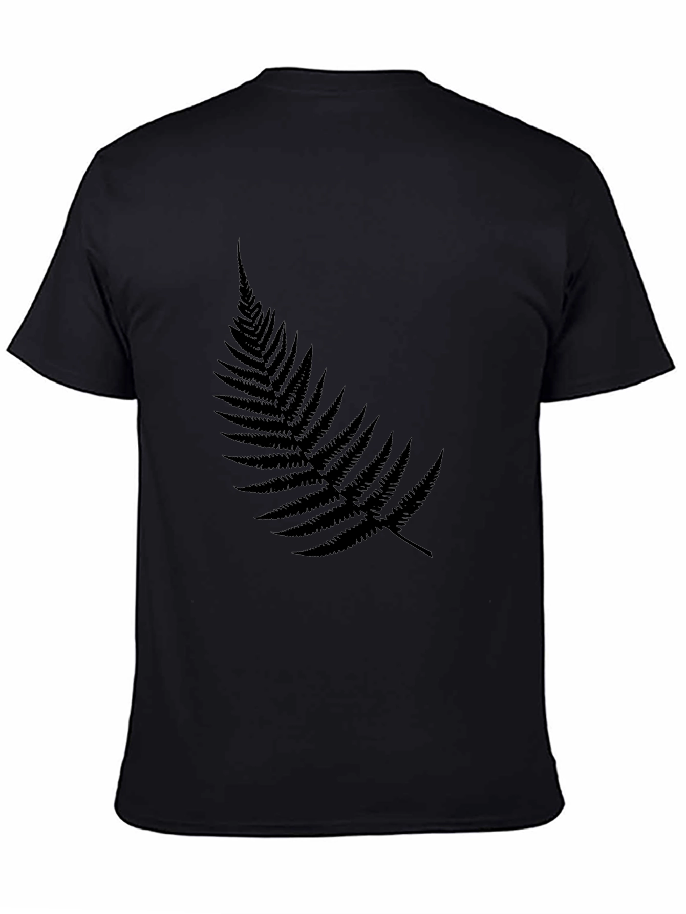 Black T-Shirt with Fern Print