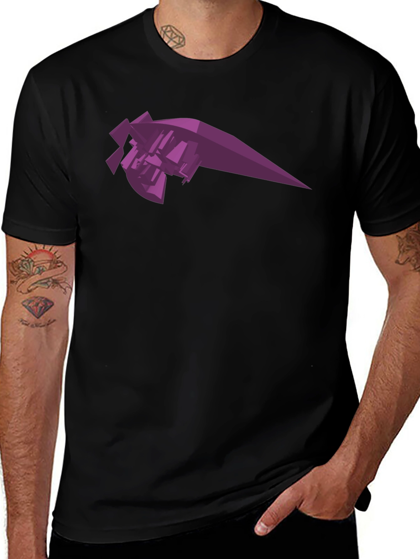 Abstract Geometric Purple Graphic Tee