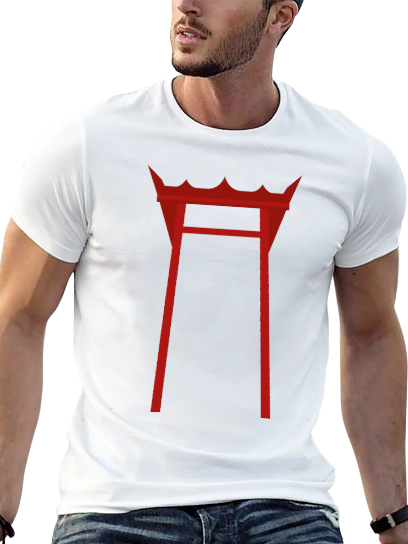 Red Torii Gate Graphic T-Shirt - Black