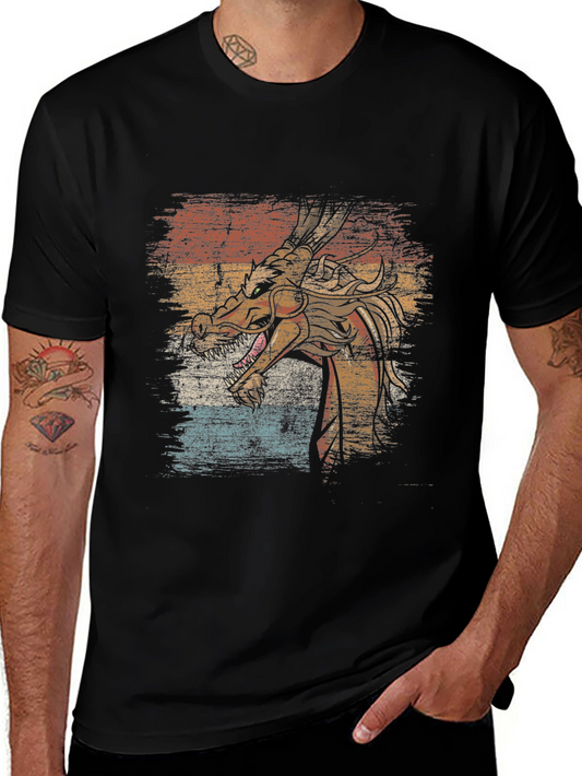 Retro Dragon Graphic Tee - Vintage Style T-Shirt