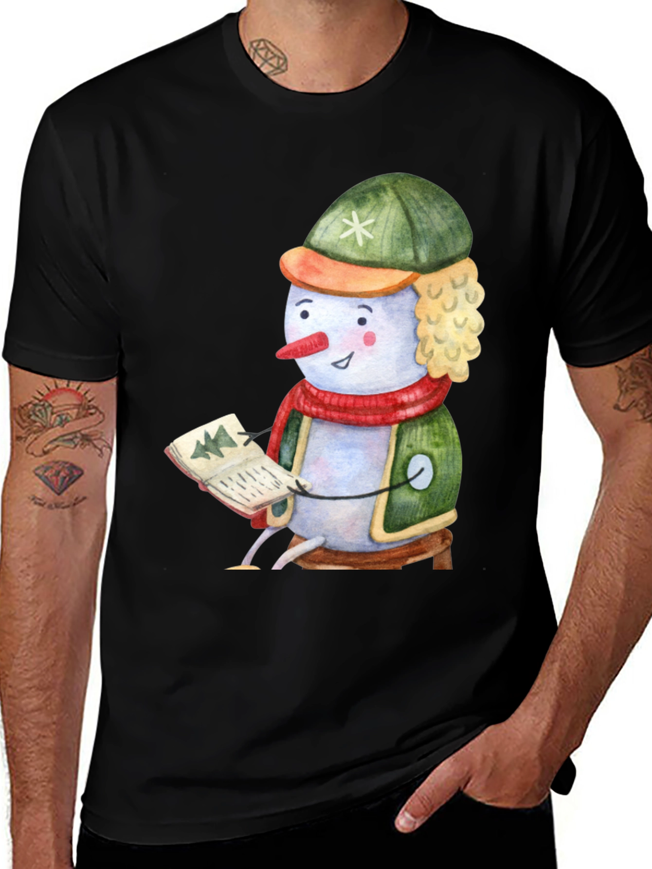 Festive Snowman Reading T-Shirt