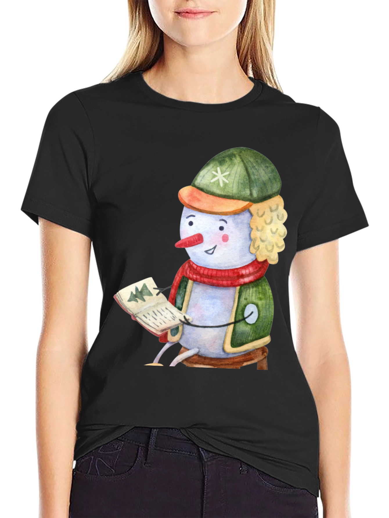 Festive Snowman Reading T-Shirt