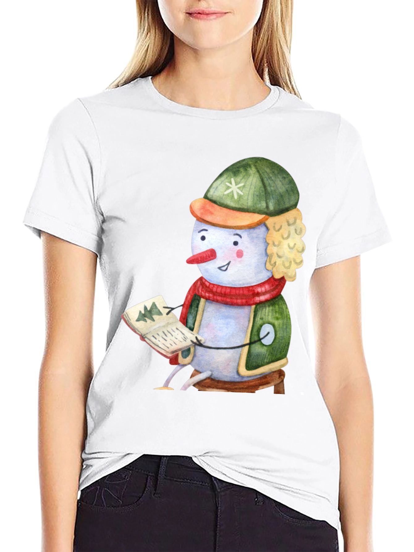 Festive Snowman Reading T-Shirt