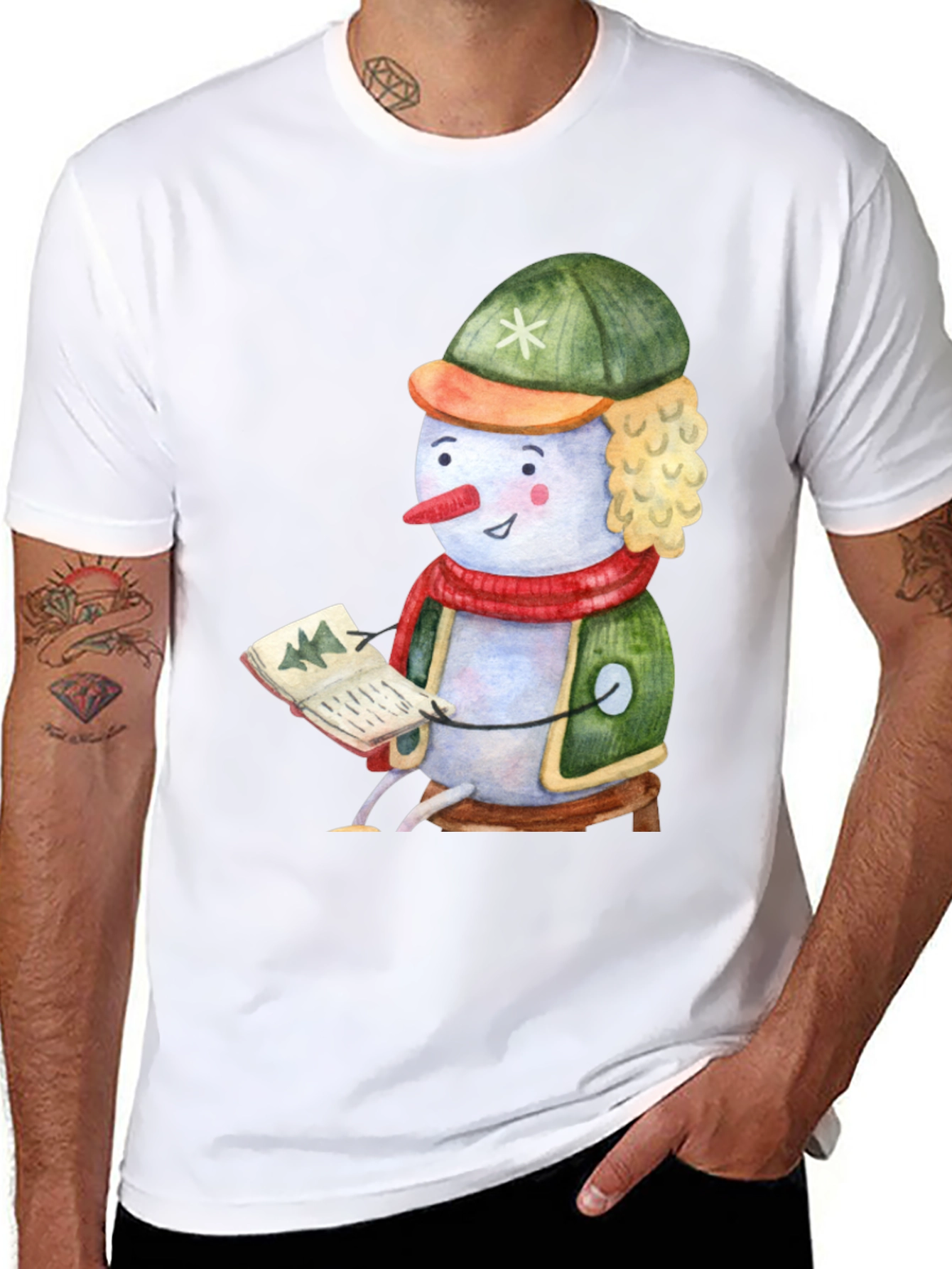 Festive Snowman Reading T-Shirt