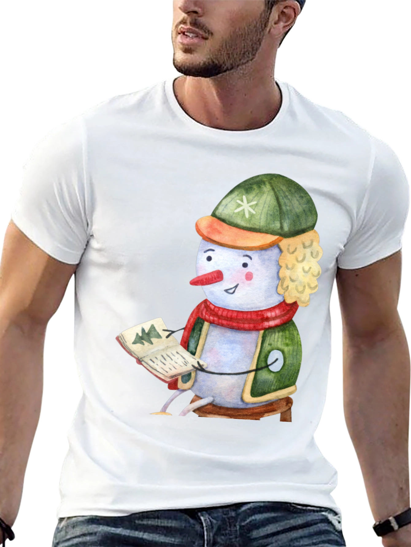 Festive Snowman Reading T-Shirt