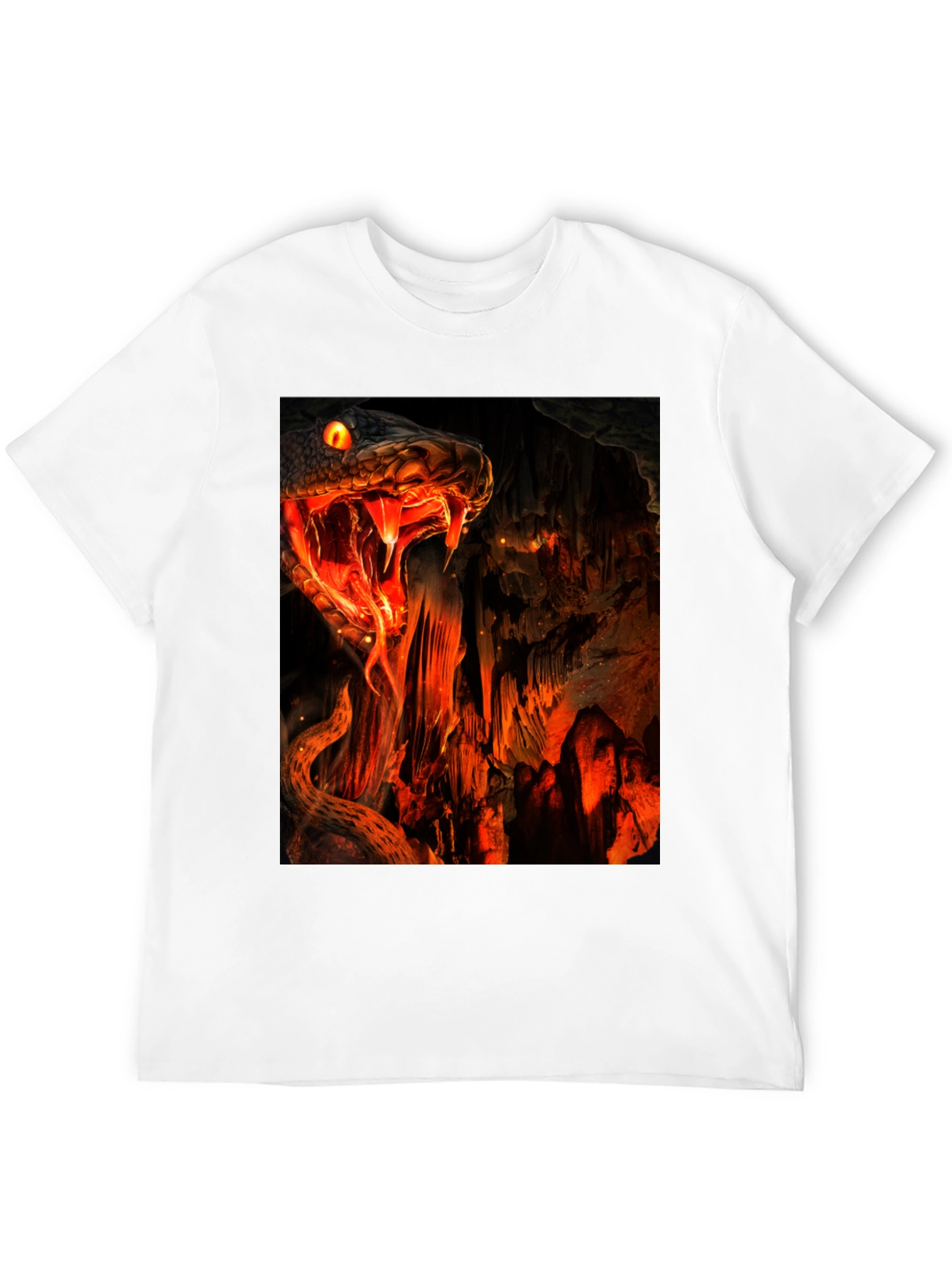 Fiery Snake Print Black T-Shirt