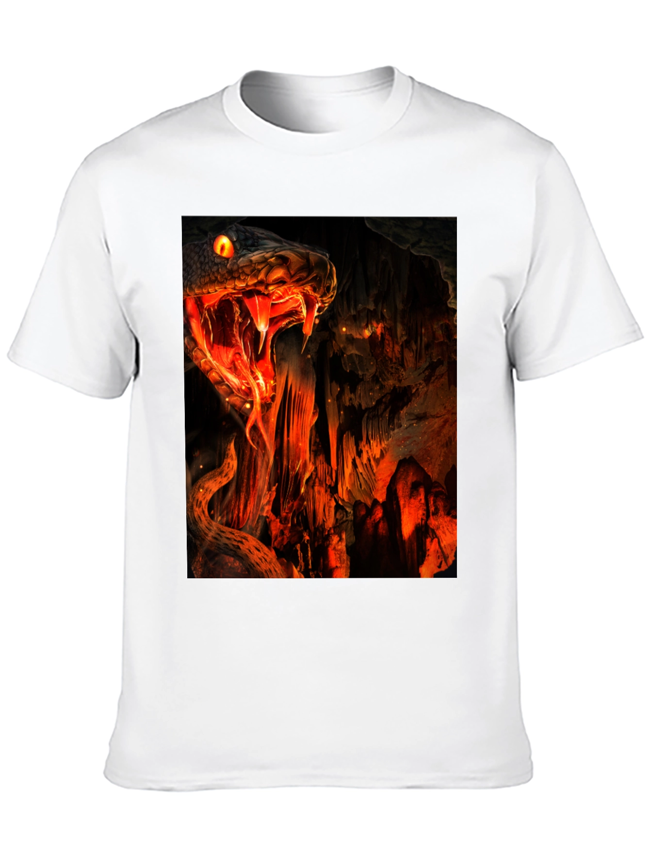 Fiery Snake Print Black T-Shirt