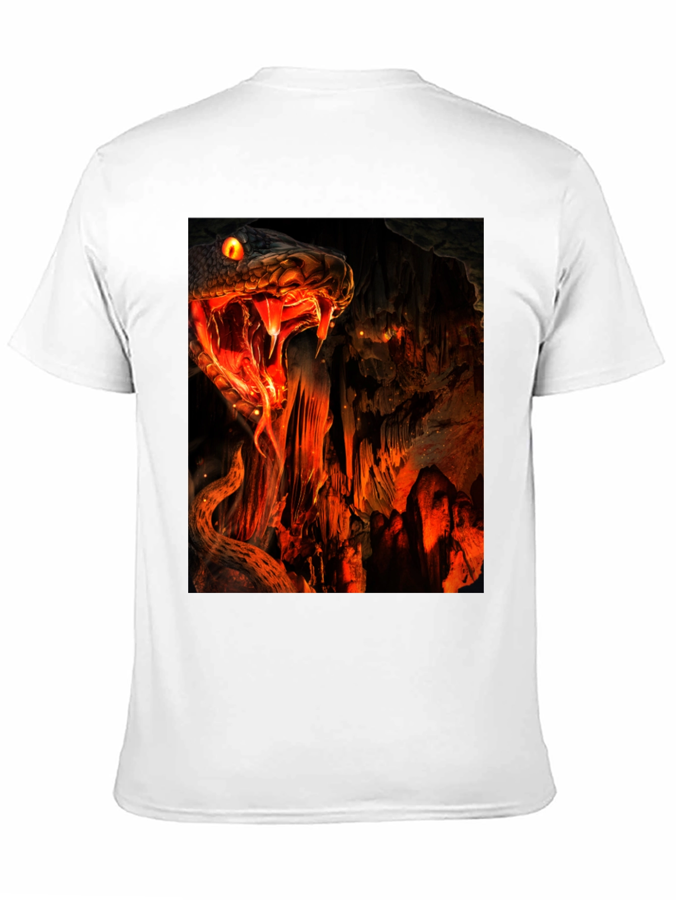 Fiery Snake Print Black T-Shirt