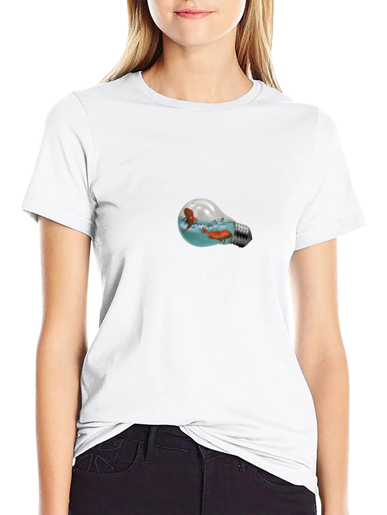 Fish in a Light Bulb Graphic Tee - Black