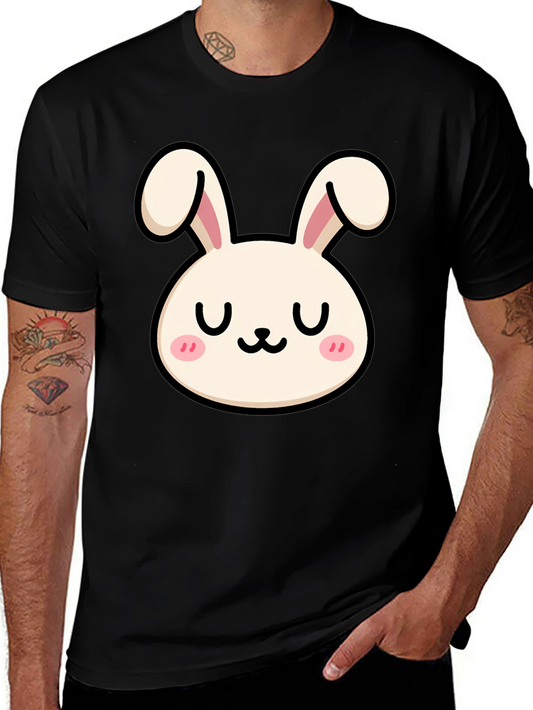 Cute Bunny Graphic Tee - Black Cotton Comfort