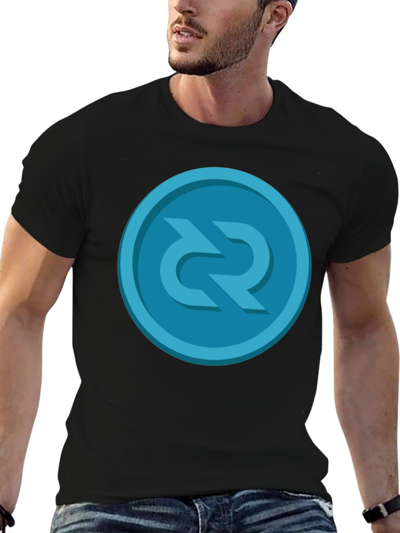 Stylish Black T-Shirt with Unique Round Graphic Design