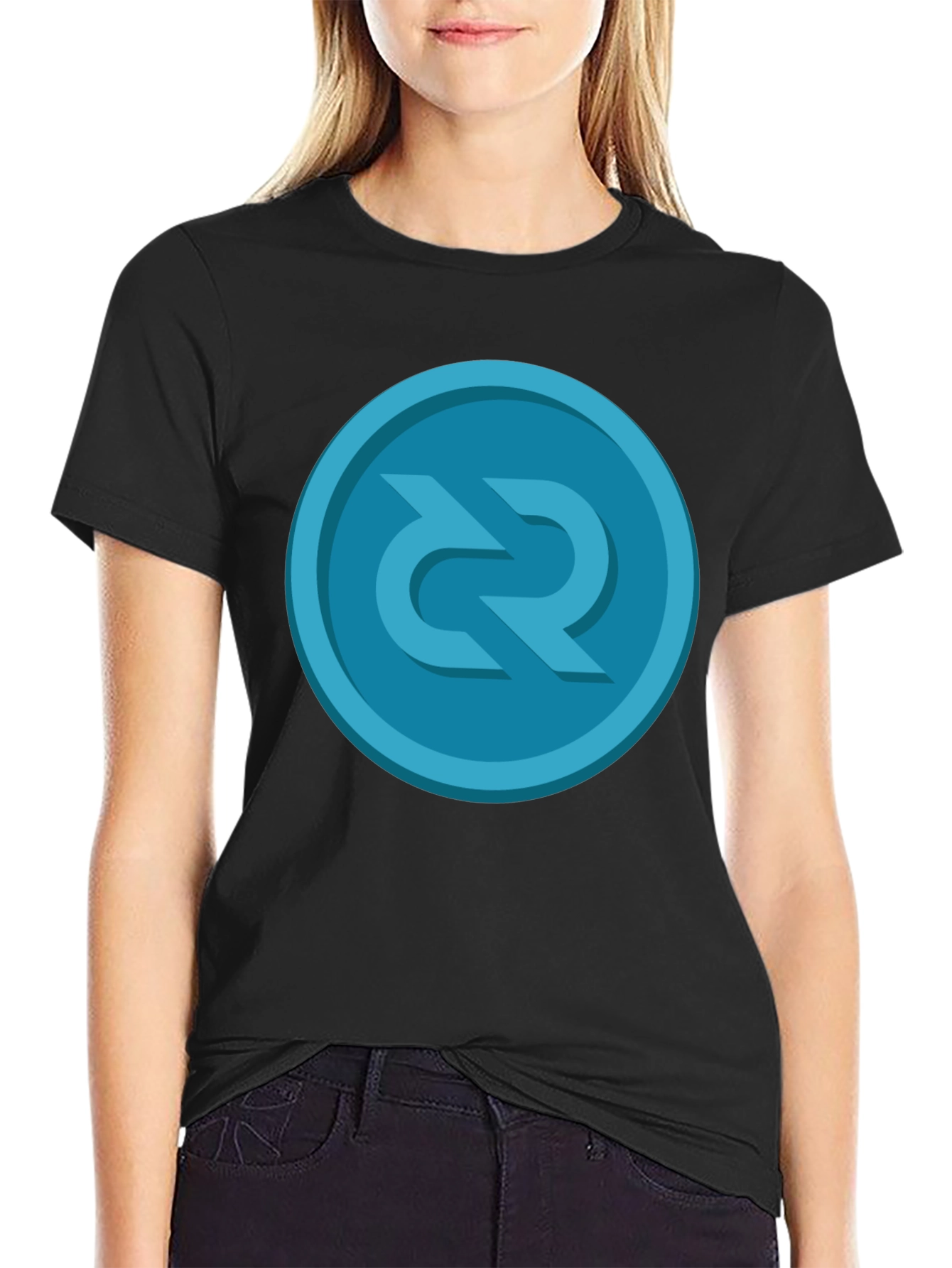 Stylish Black T-Shirt with Unique Round Graphic Design