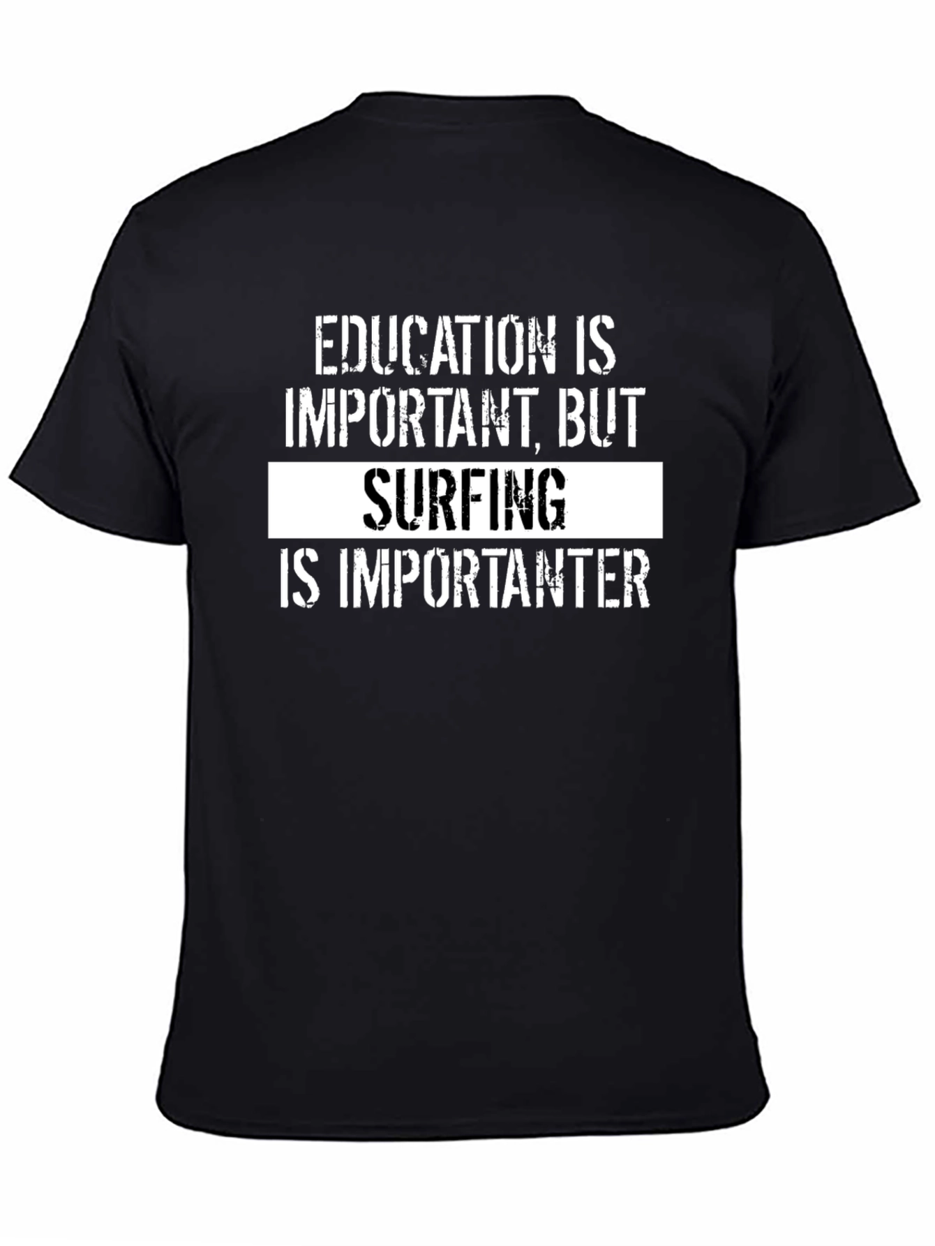 Surfing is Importanter T-Shirt - Black Graphic Tee