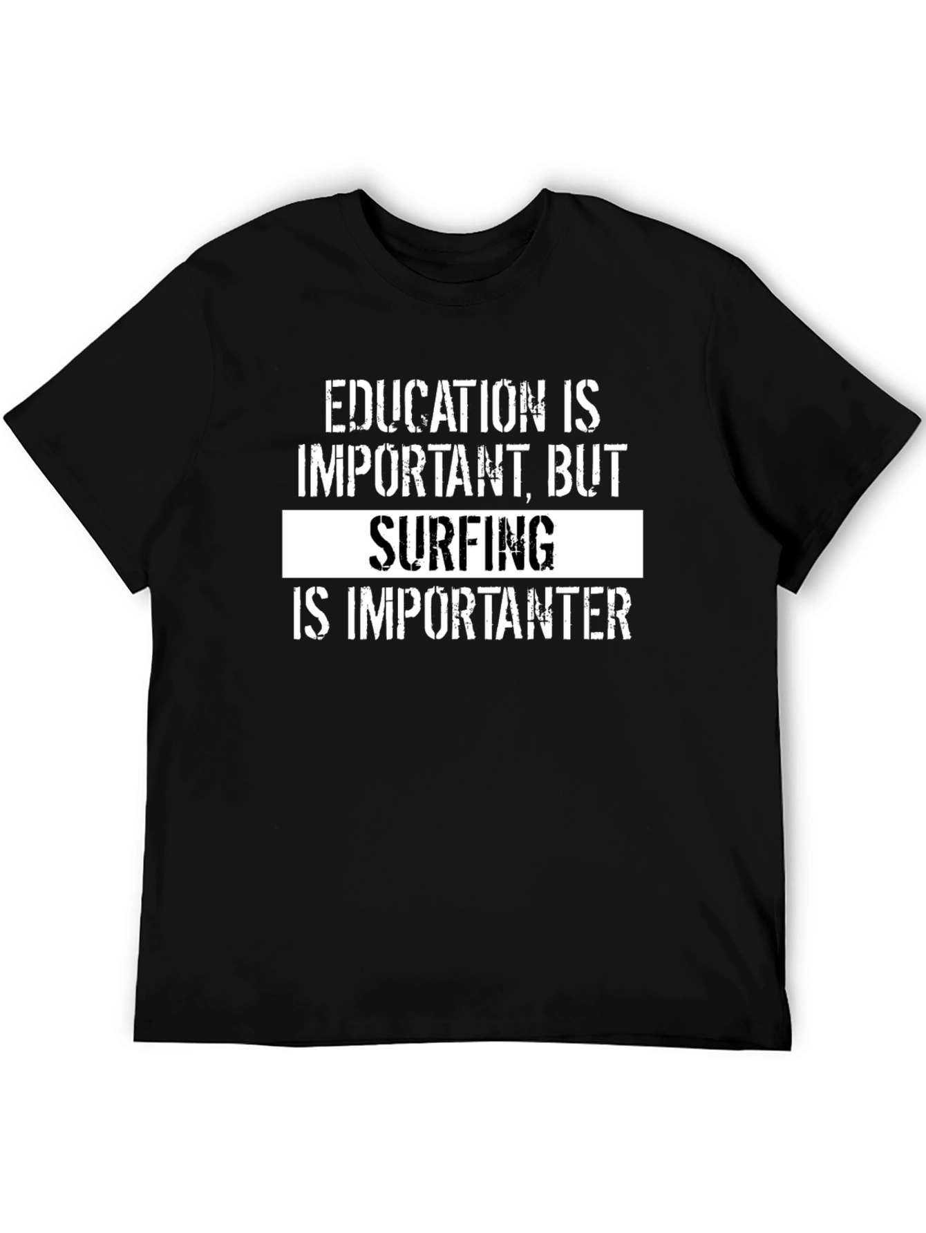 Surfing is Importanter T-Shirt - Black Graphic Tee