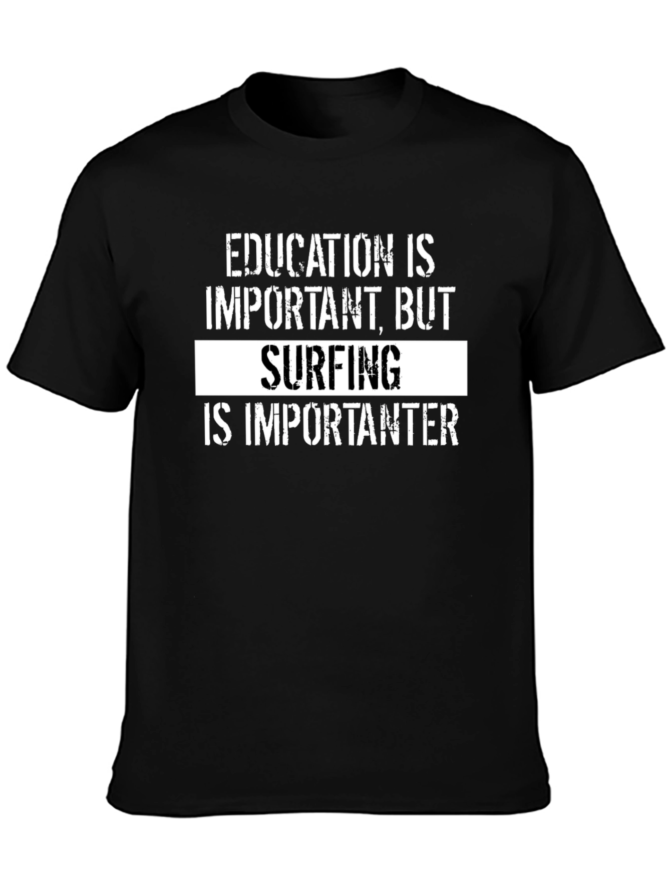 Surfing is Importanter T-Shirt - Black Graphic Tee