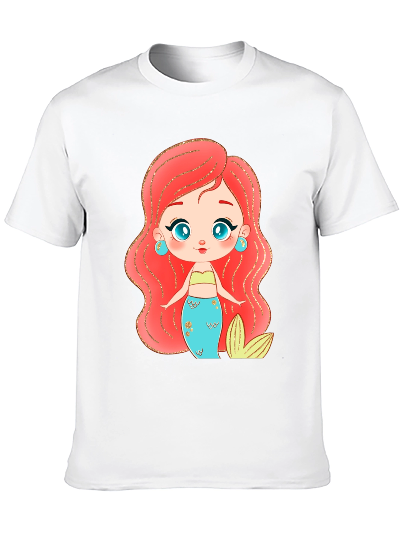 Mermaid Cartoon Graphic Black T-Shirt