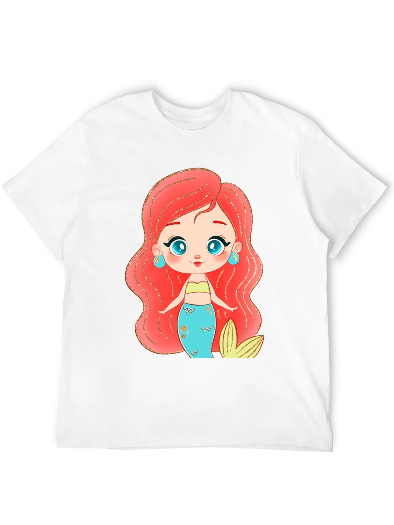 Mermaid Cartoon Graphic Black T-Shirt