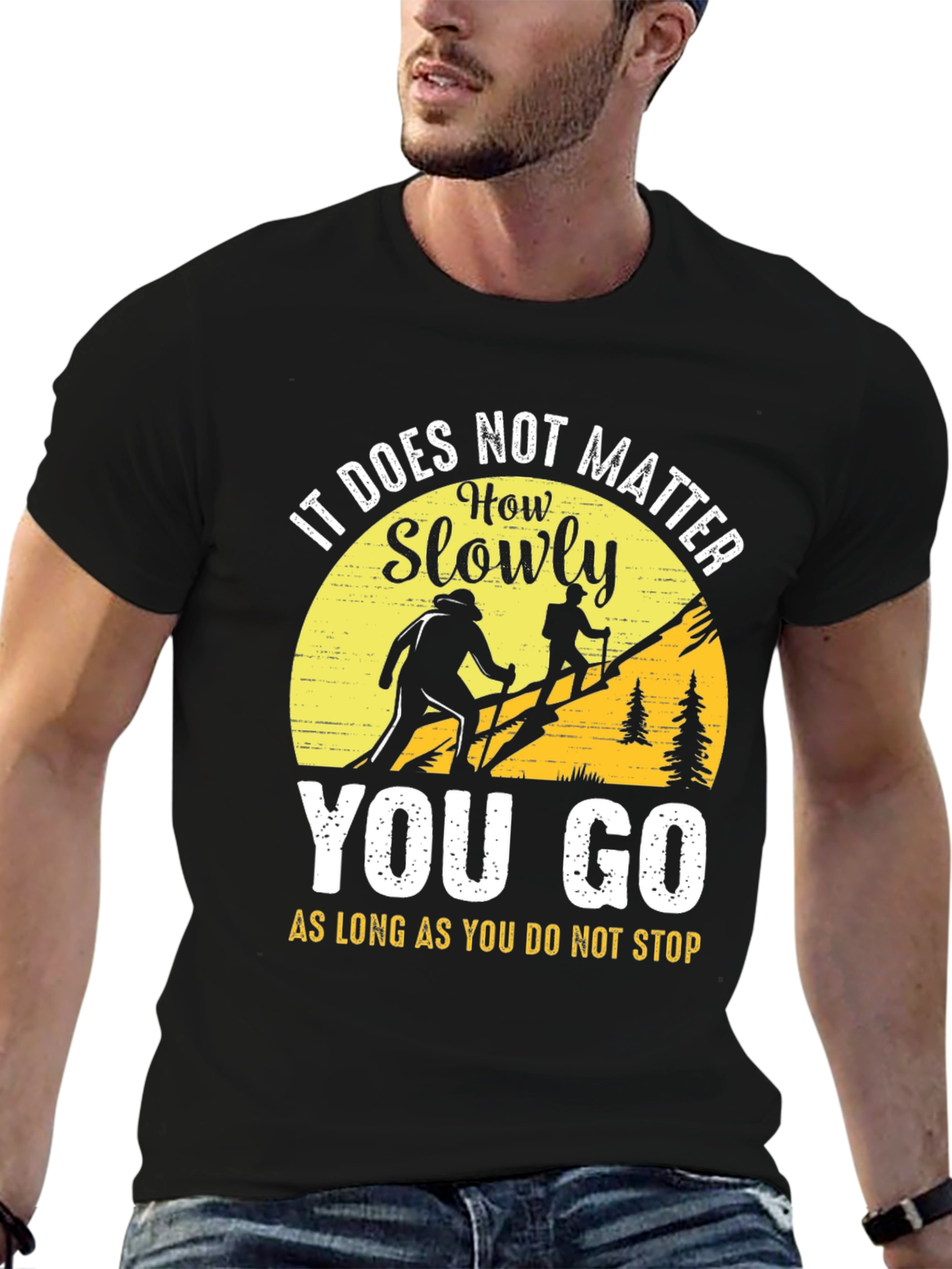 Motivational Hiking T-Shirt - Never Stop