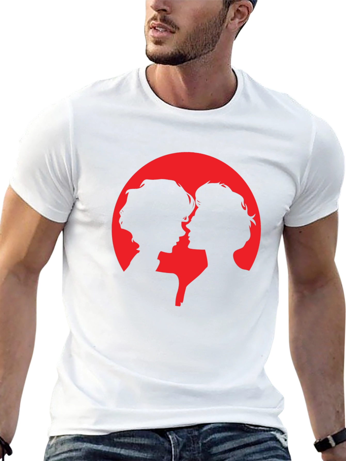 Silhouette Couple Graphic Tee - Black