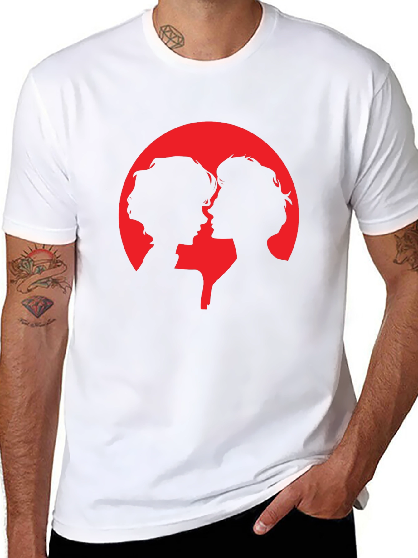 Silhouette Couple Graphic Tee - Black