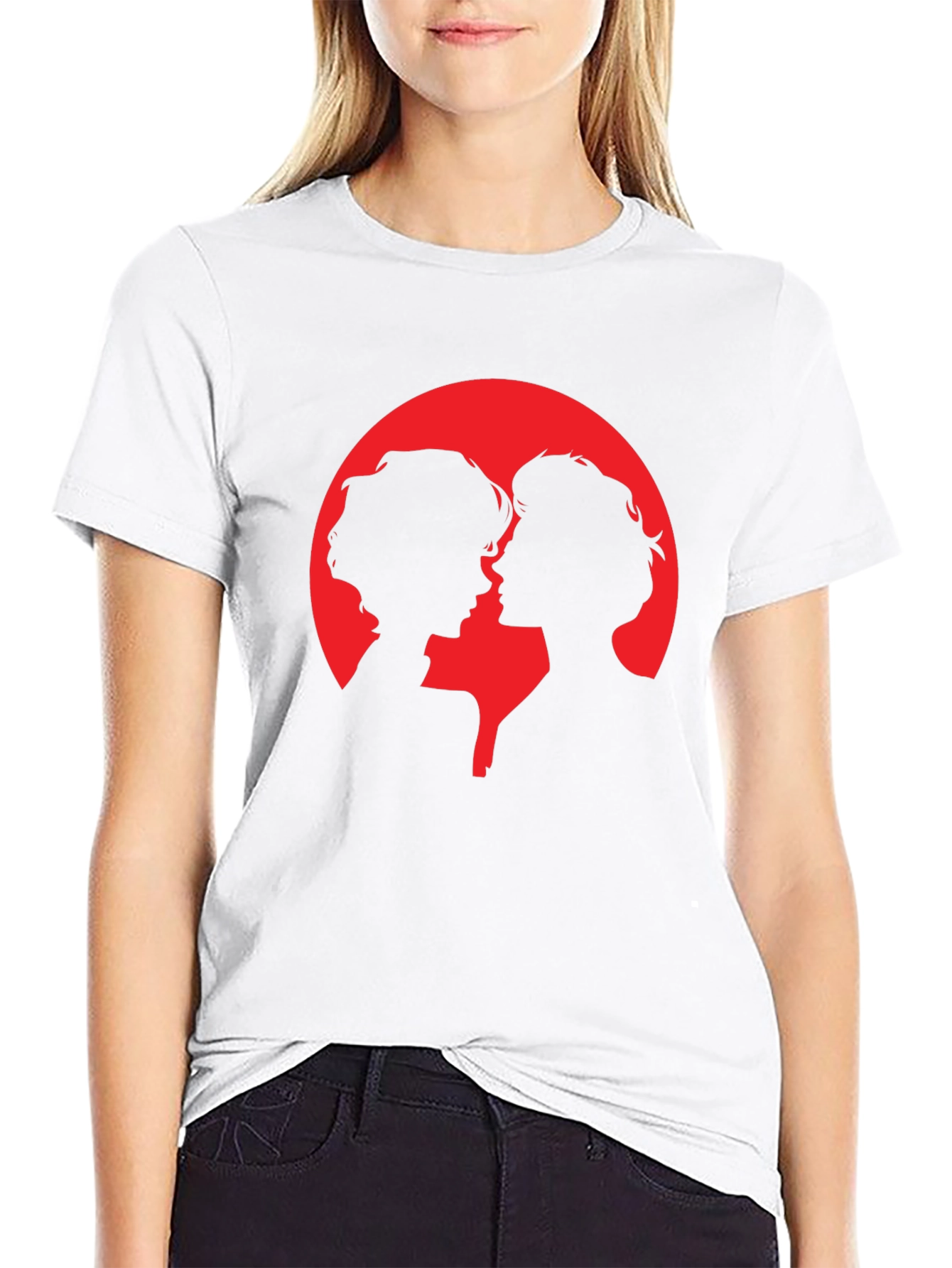 Silhouette Couple Graphic Tee - Black