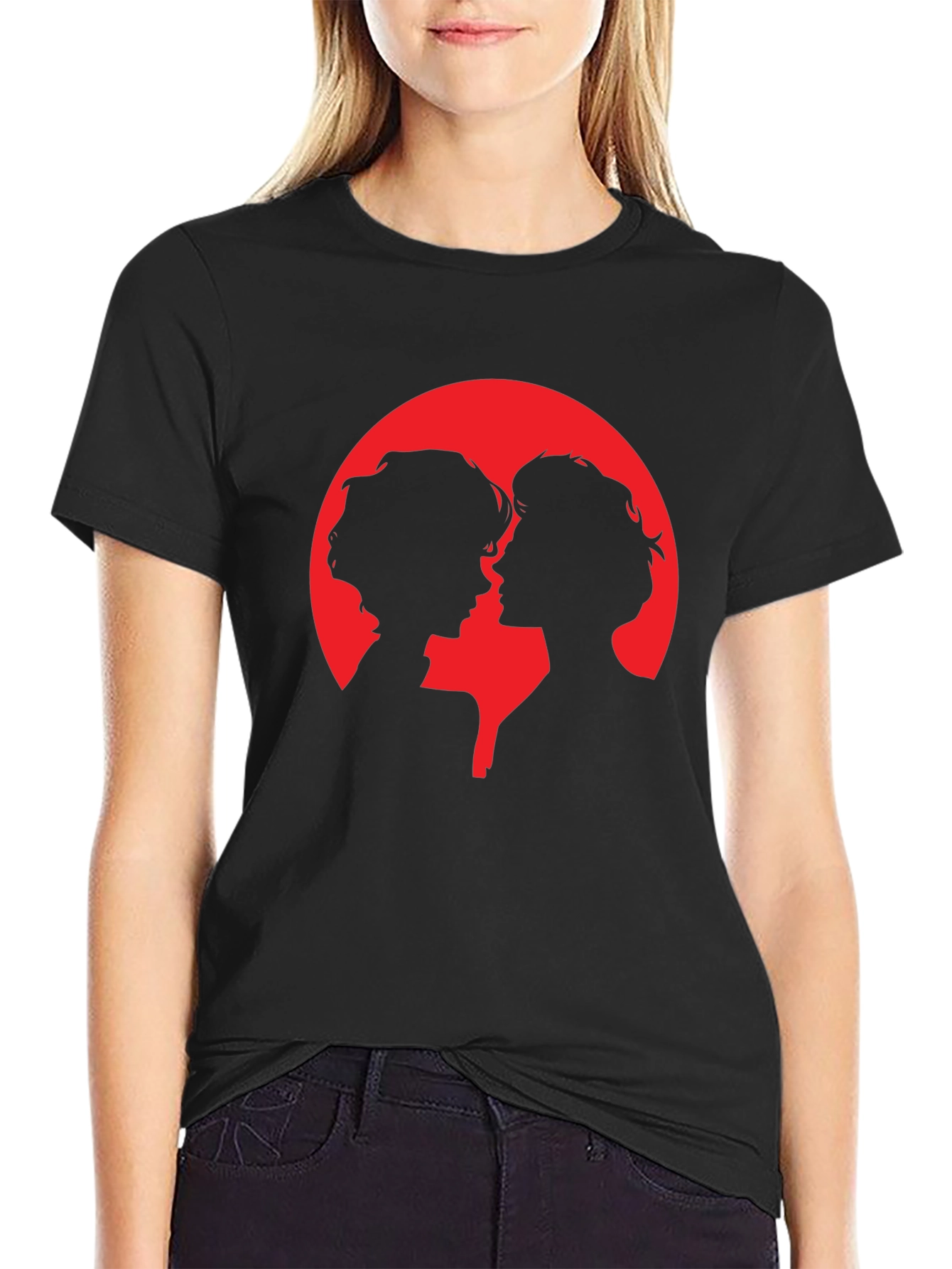 Silhouette Couple Graphic Tee - Black