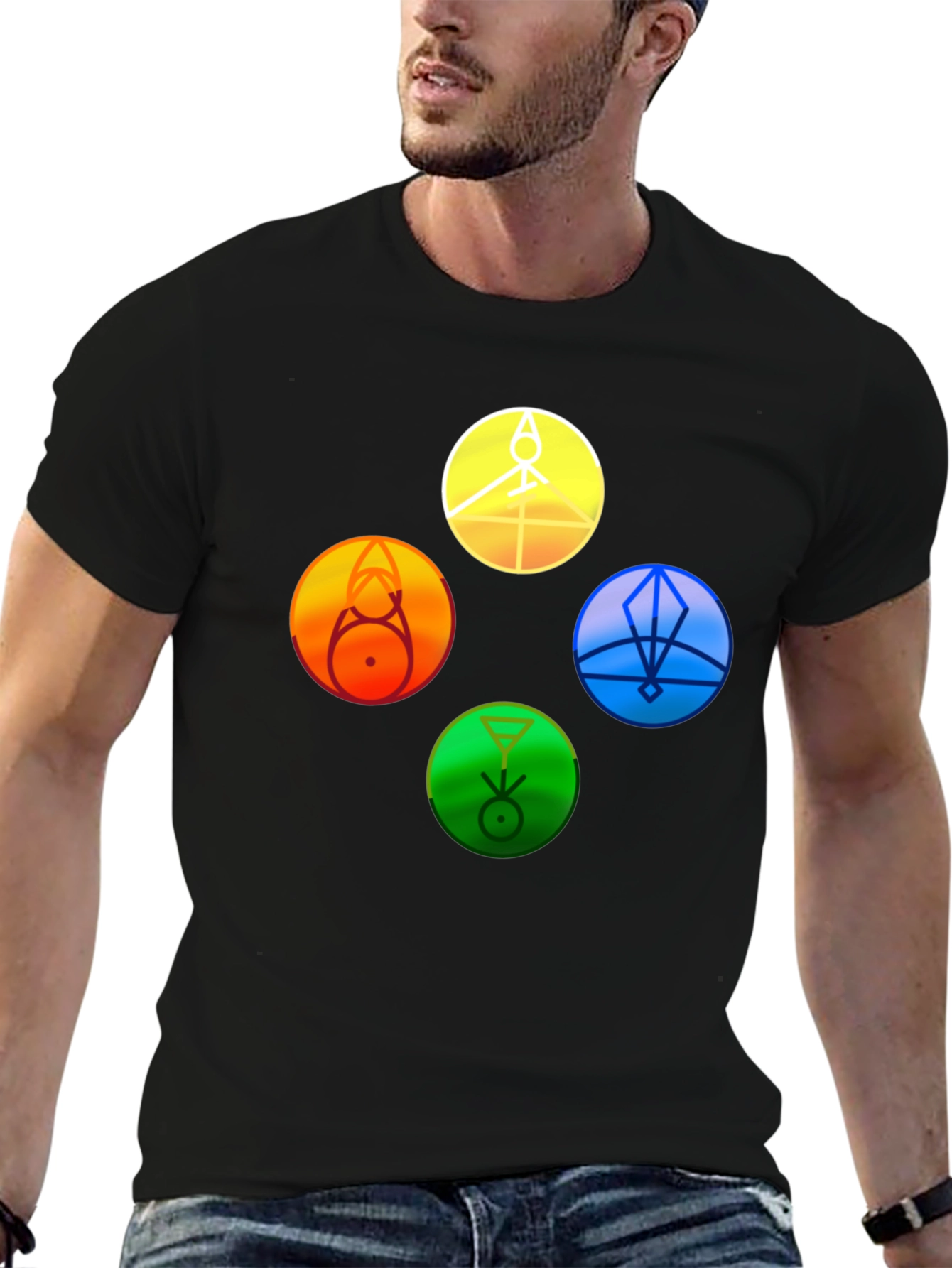 Arcane Circle T-Shirt: Elemental Symbols